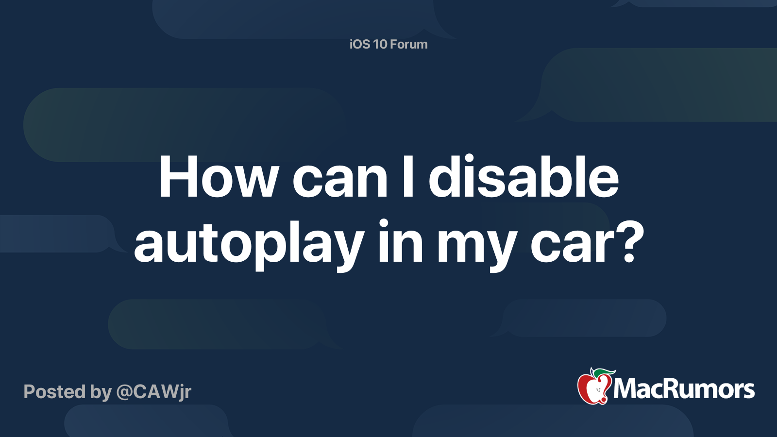 How can I disable autoplay in my car? | MacRumors Forums