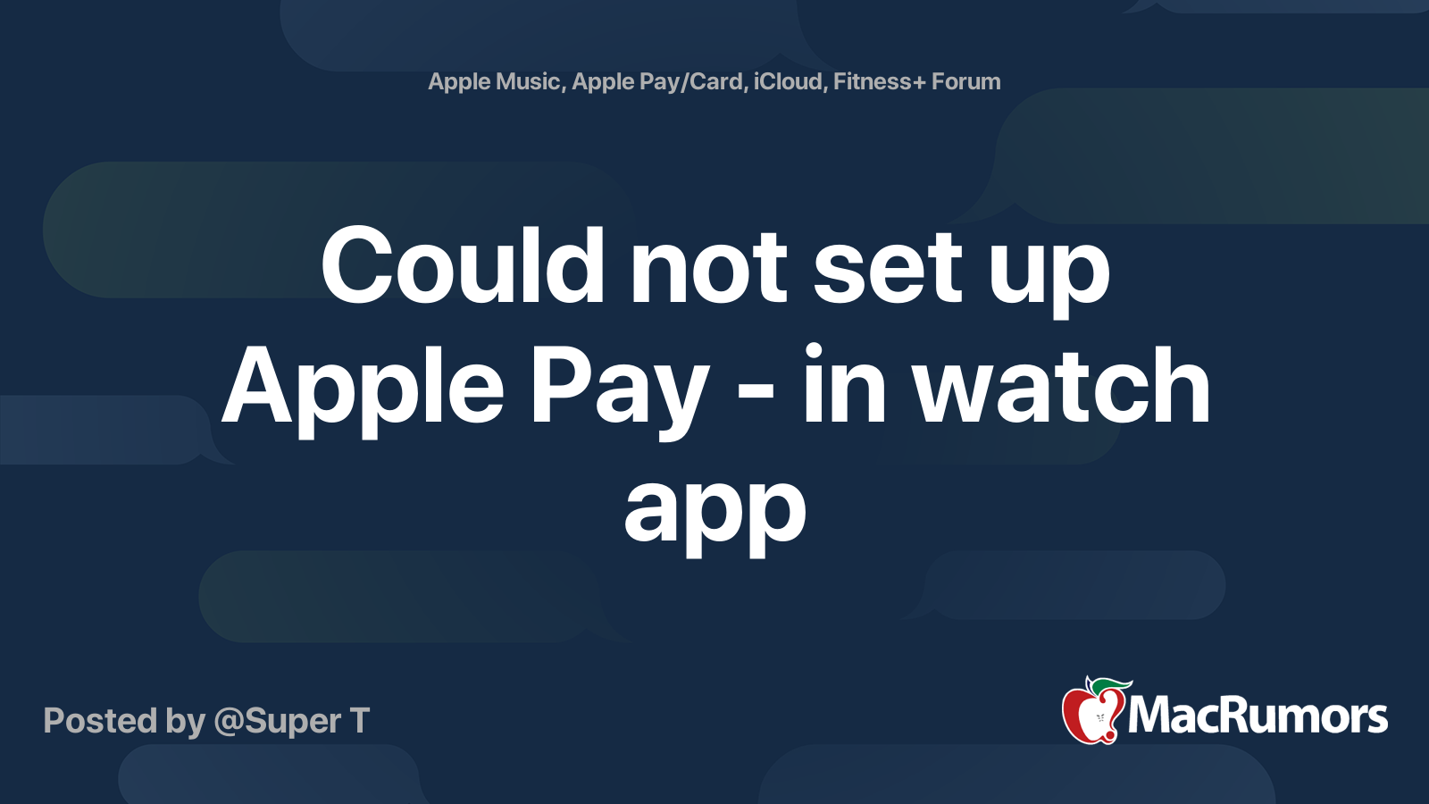 Could not set 2025 up apple pay watch