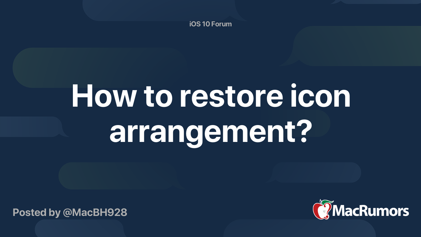 How to restore icon arrangement? | MacRumors Forums