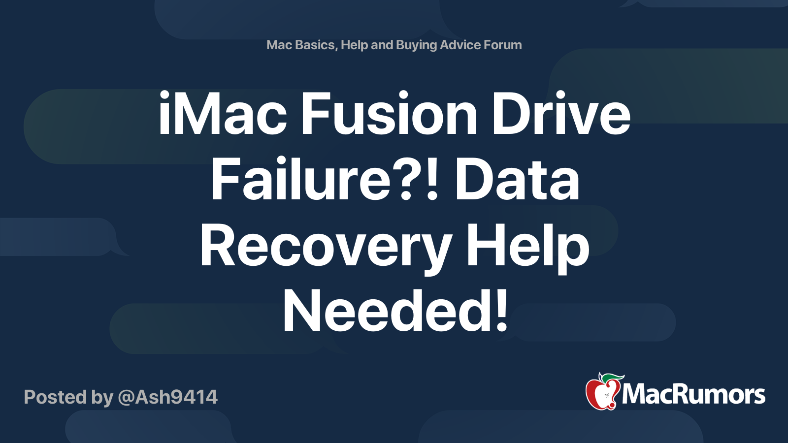 iMac Fusion Drive Failure?! Data Recovery Help Needed! | MacRumors Forums