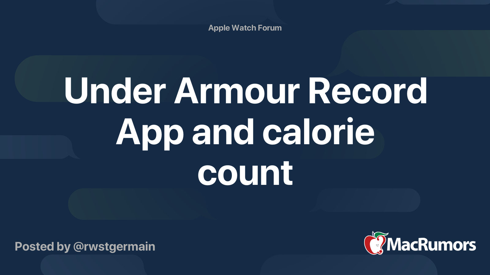 Under Armour Record App and calorie Forums