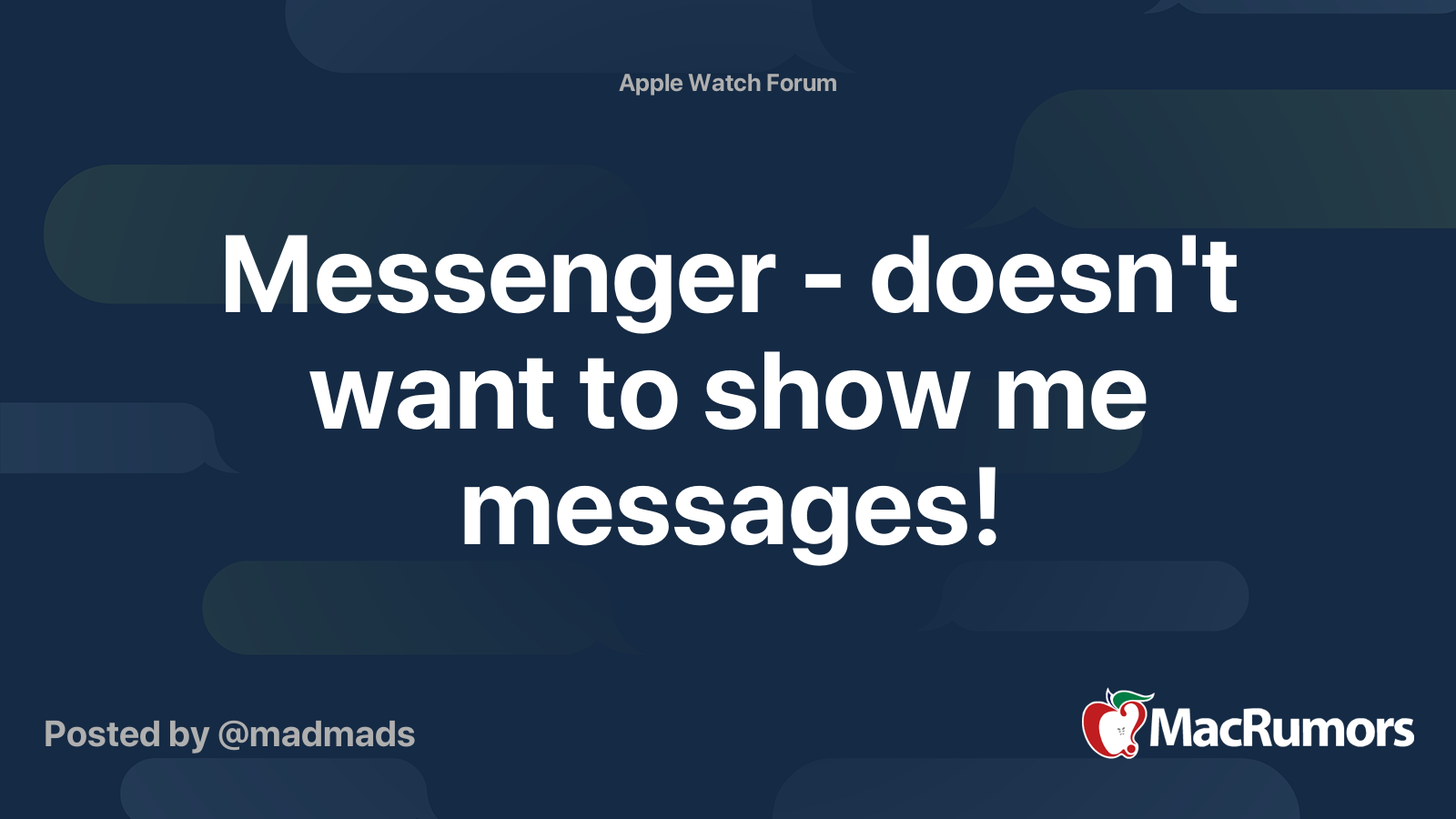 Messenger Doesn t Want To Show Me Messages MacRumors Forums