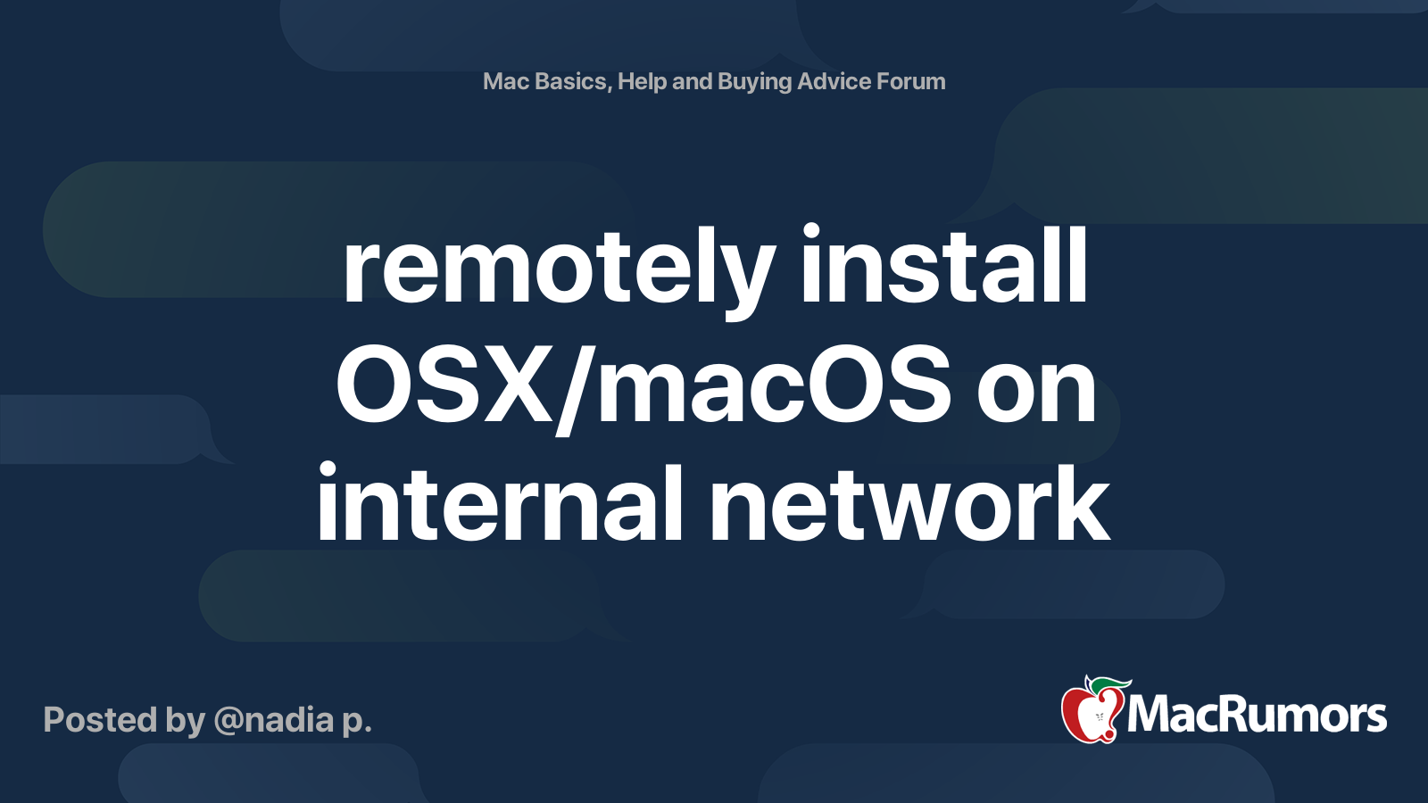 remotely install OSX/macOS on internal network MacRumors Forums