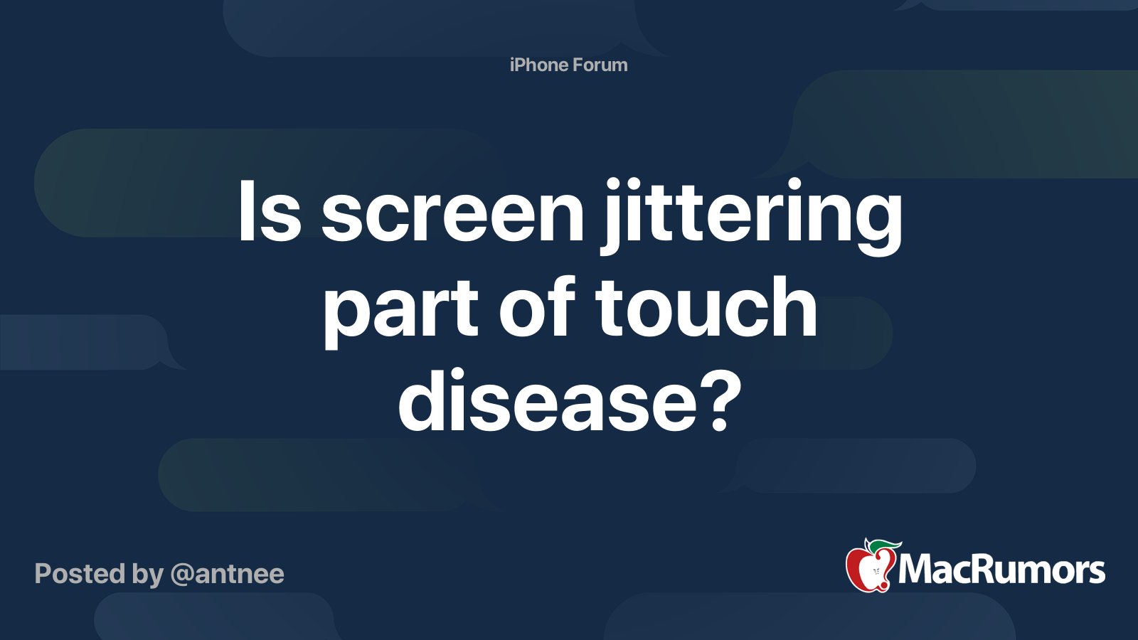 Is screen jittering part of touch disease? MacRumors Forums