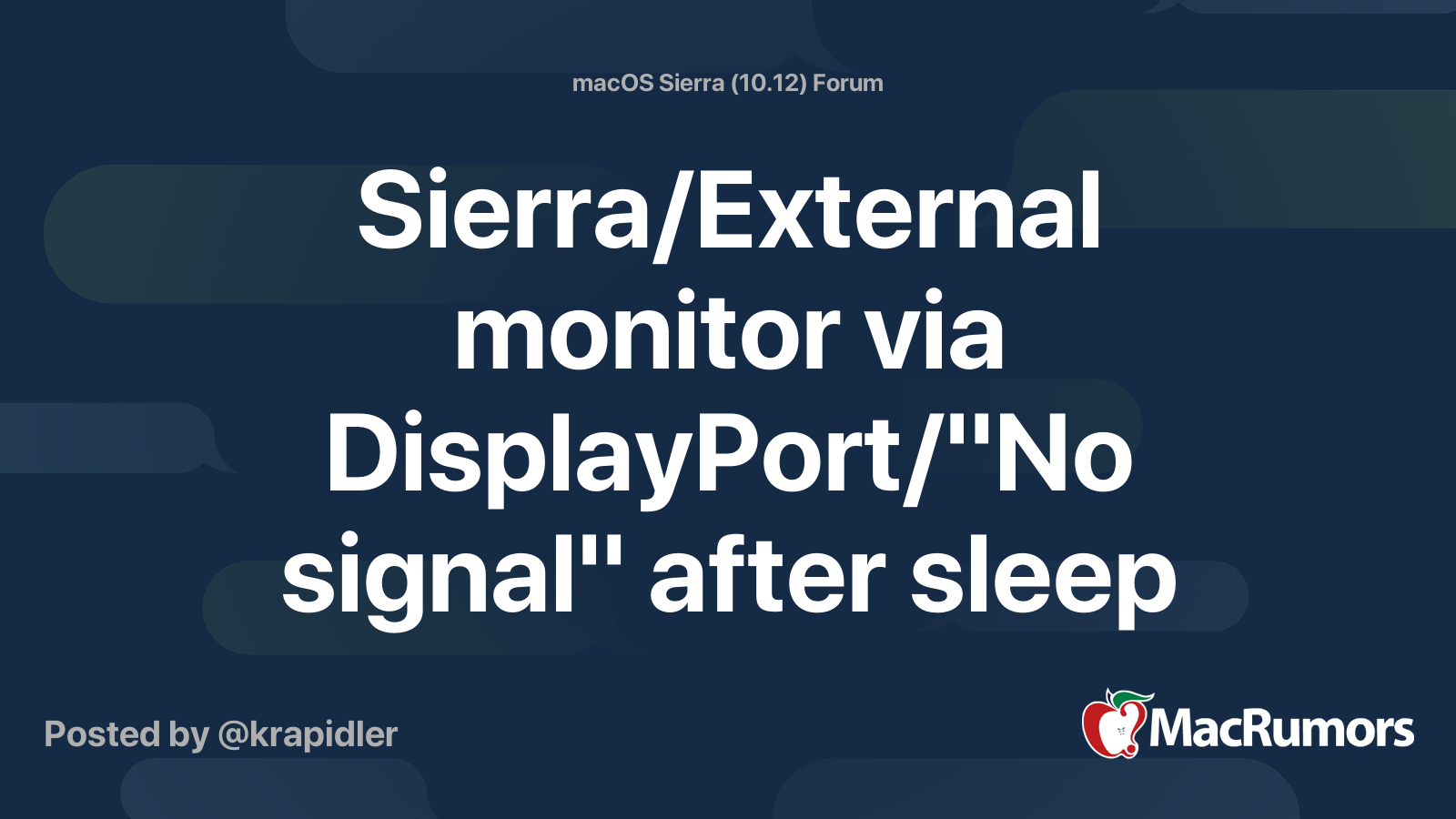 Sierra/External monitor via DisplayPort/"No signal" after sleep
