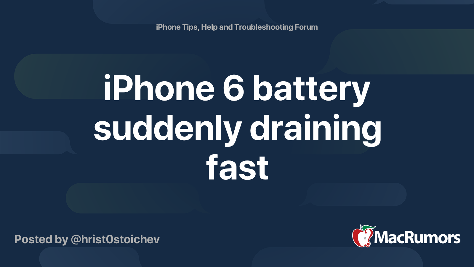 iPhone 6 battery suddenly draining fast | MacRumors Forums