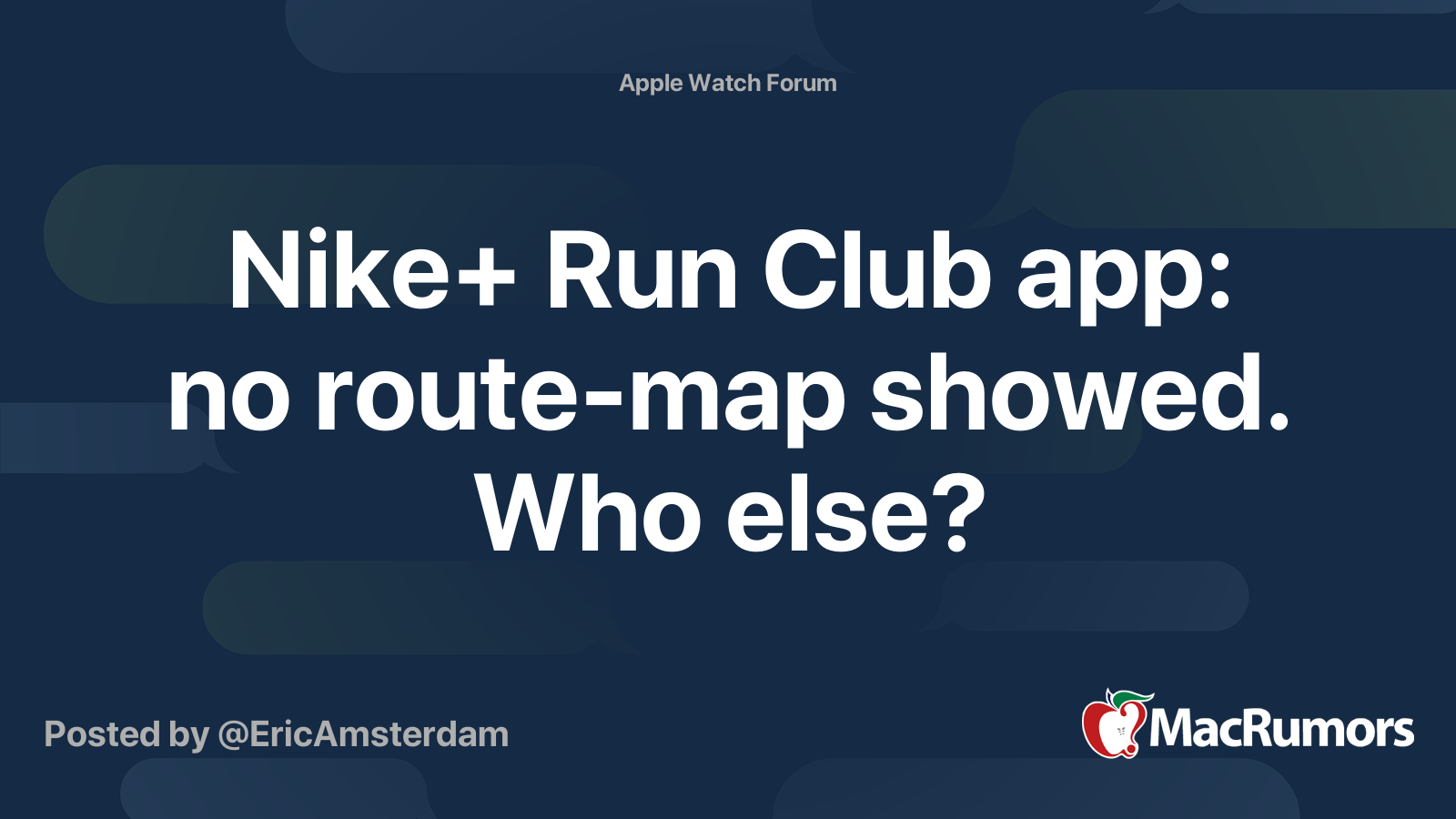 Nike Run Club app no route map showed. Who else MacRumors Forums