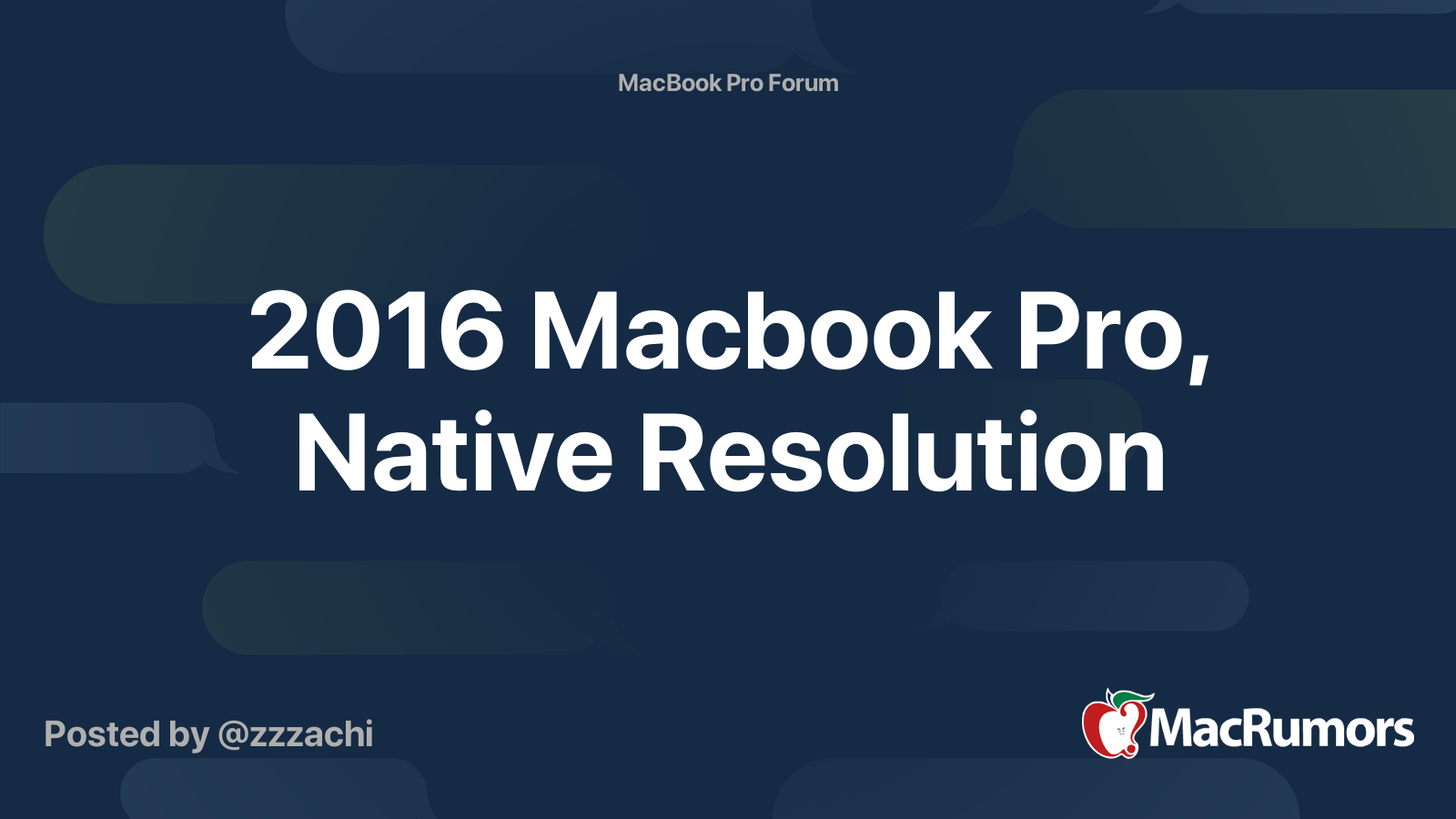 2016 Macbook Pro Native Resolution Macrumors Forums