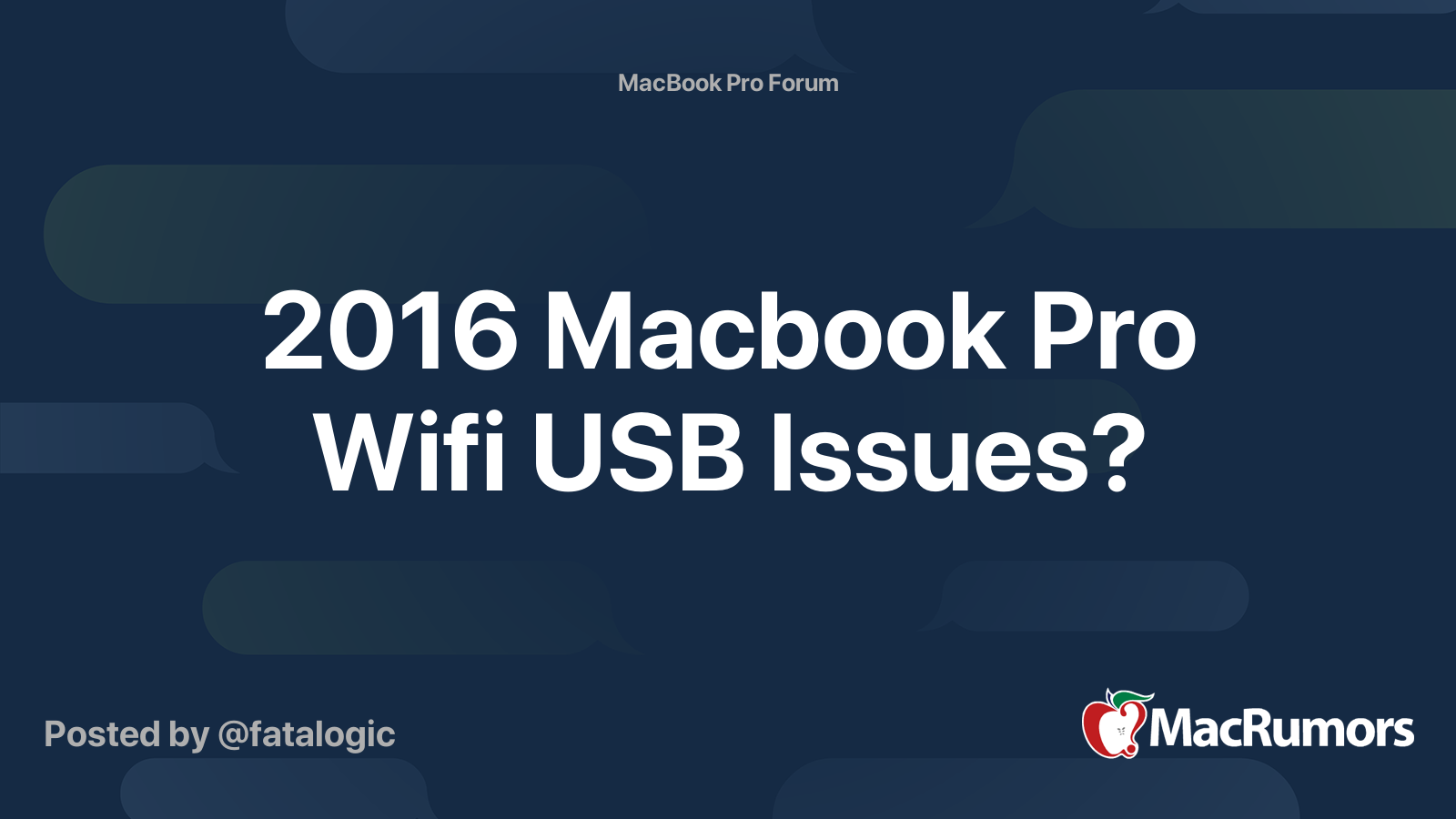 2016 Macbook Pro Wifi USB Issues? | MacRumors Forums