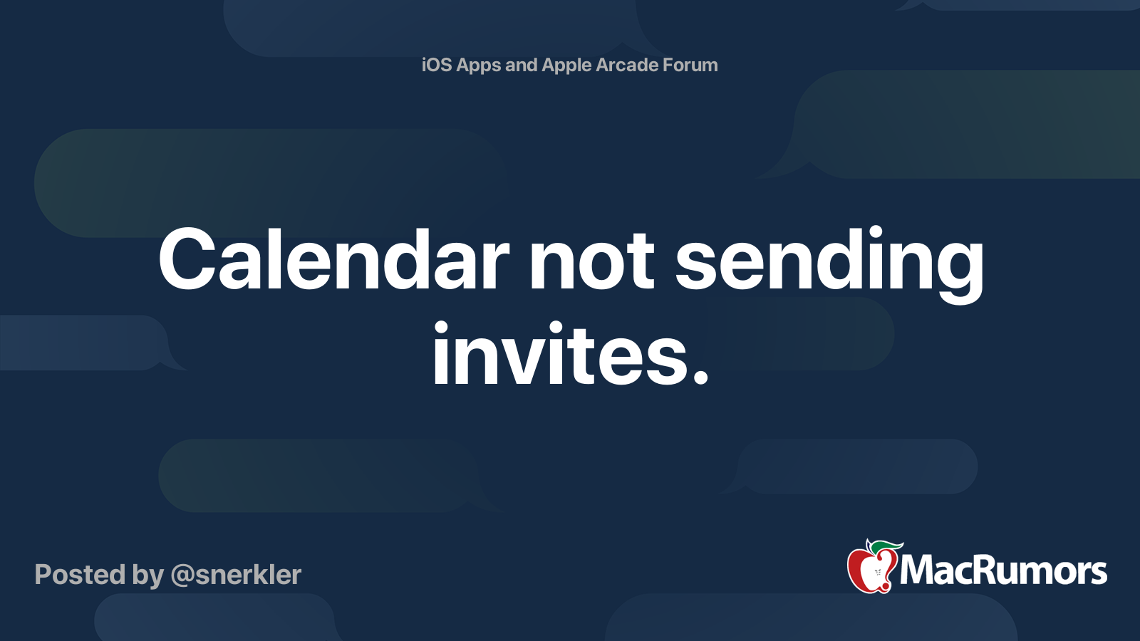 Calendar not sending invites. MacRumors Forums