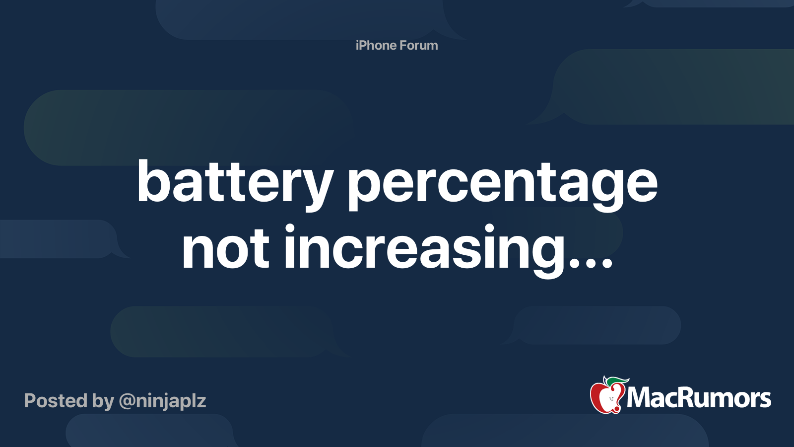 battery percentage not increasing... MacRumors Forums
