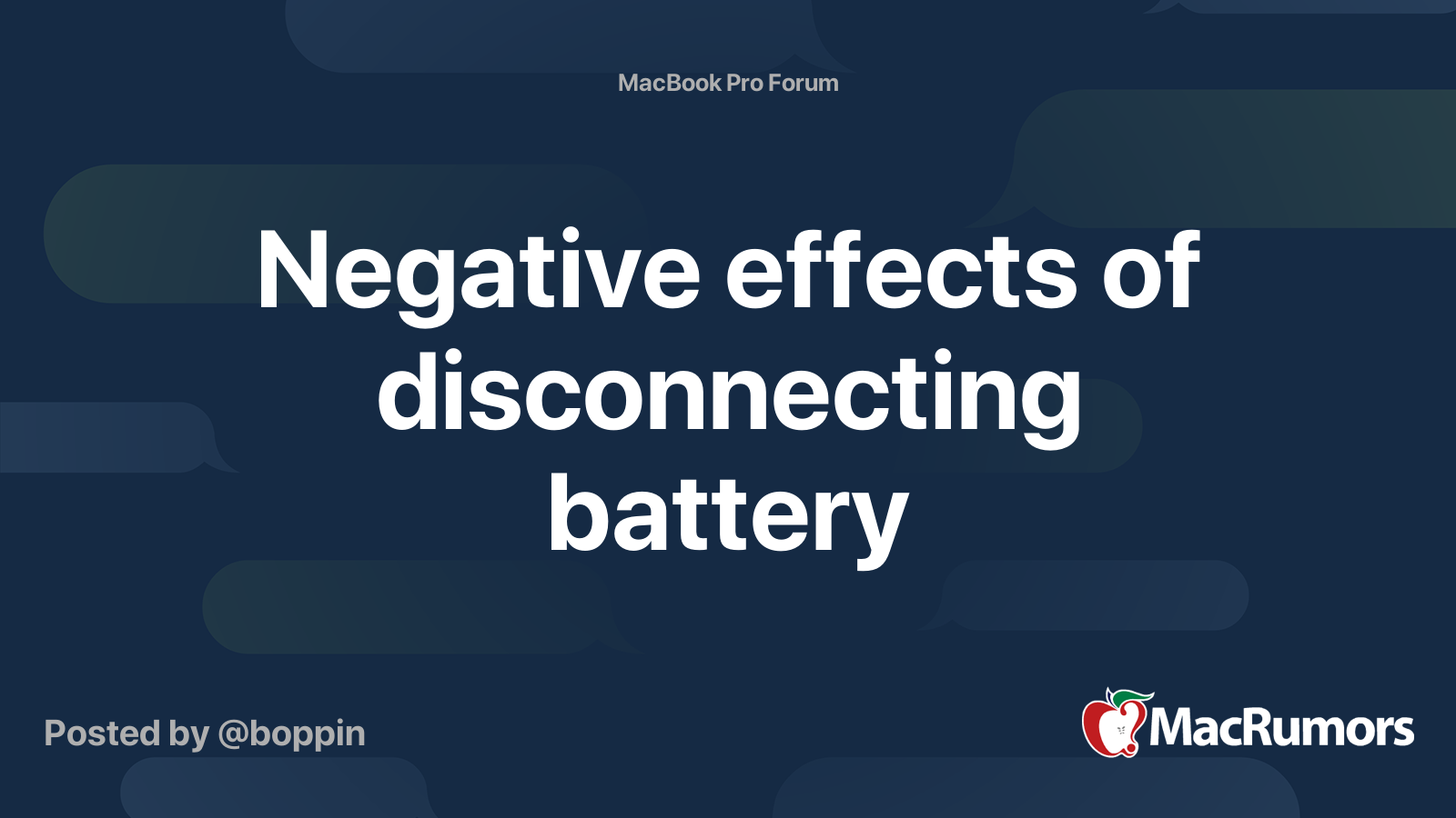 Negative effects of disconnecting battery MacRumors Forums