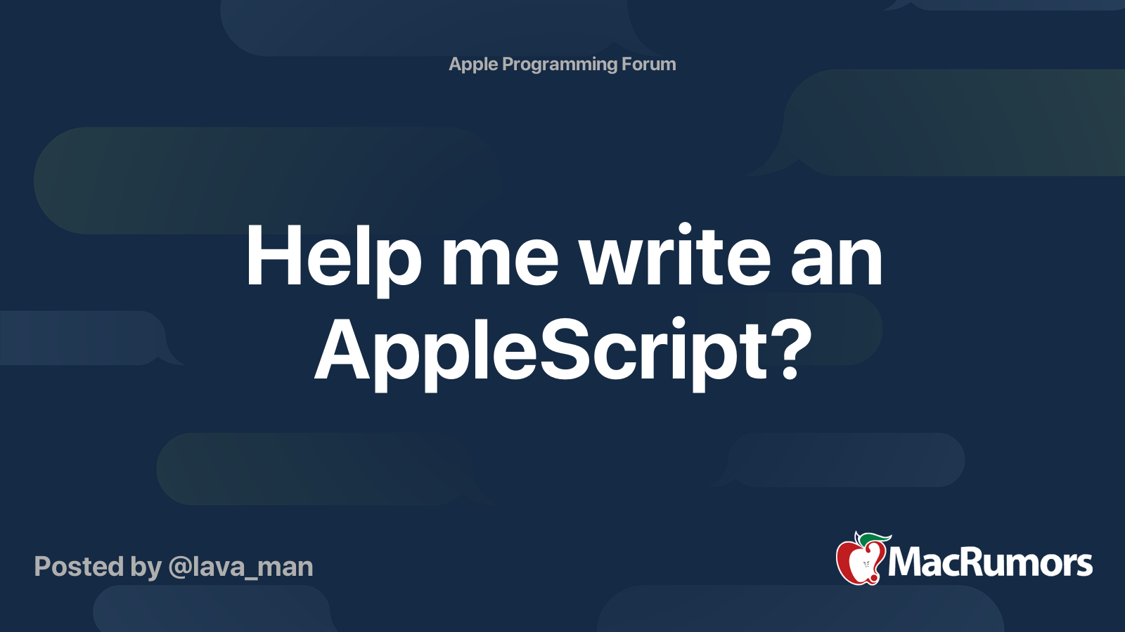 Help me write an AppleScript? | MacRumors Forums