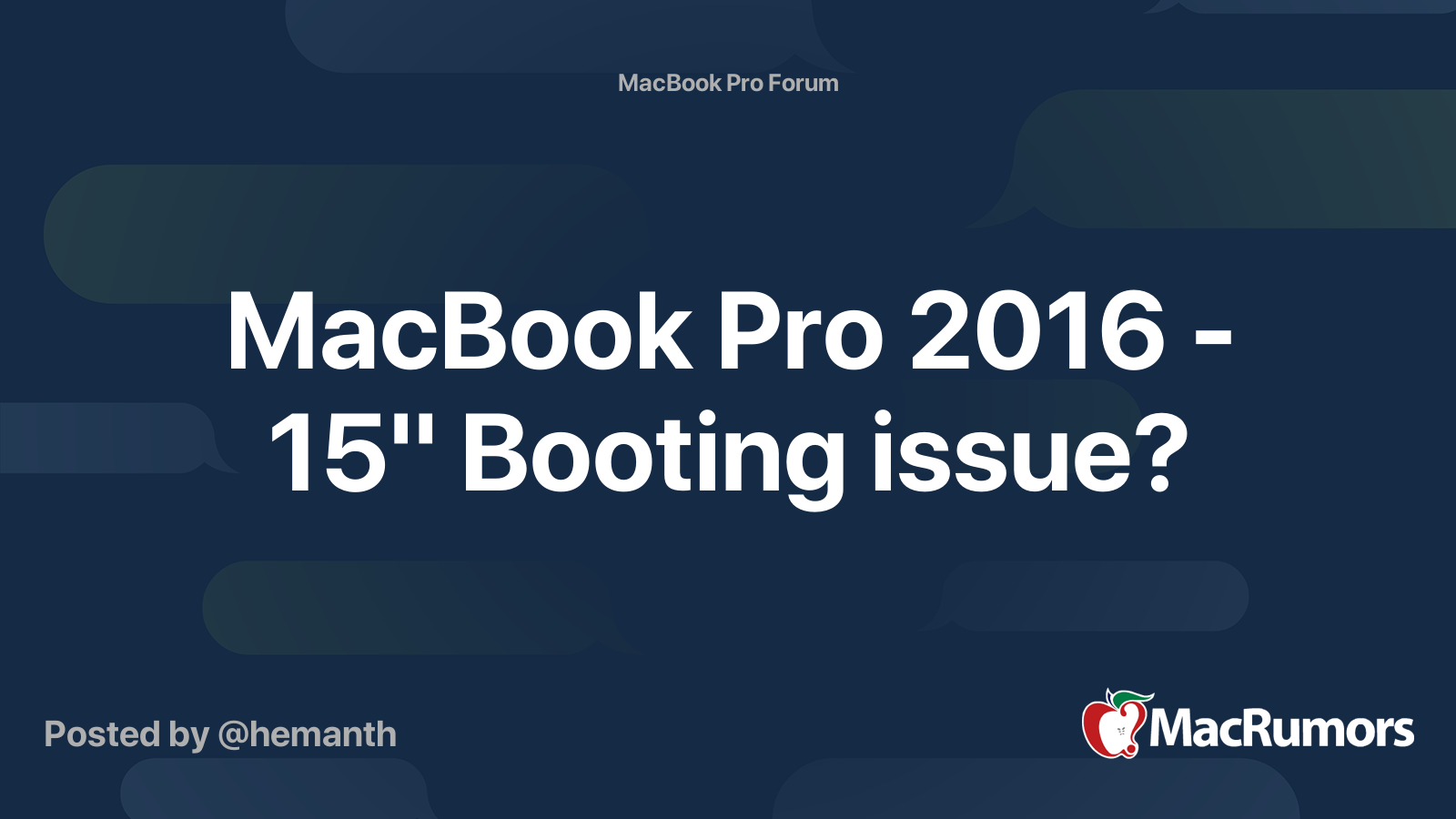 MacBook Pro 2016 - 15" Booting issue? | MacRumors Forums