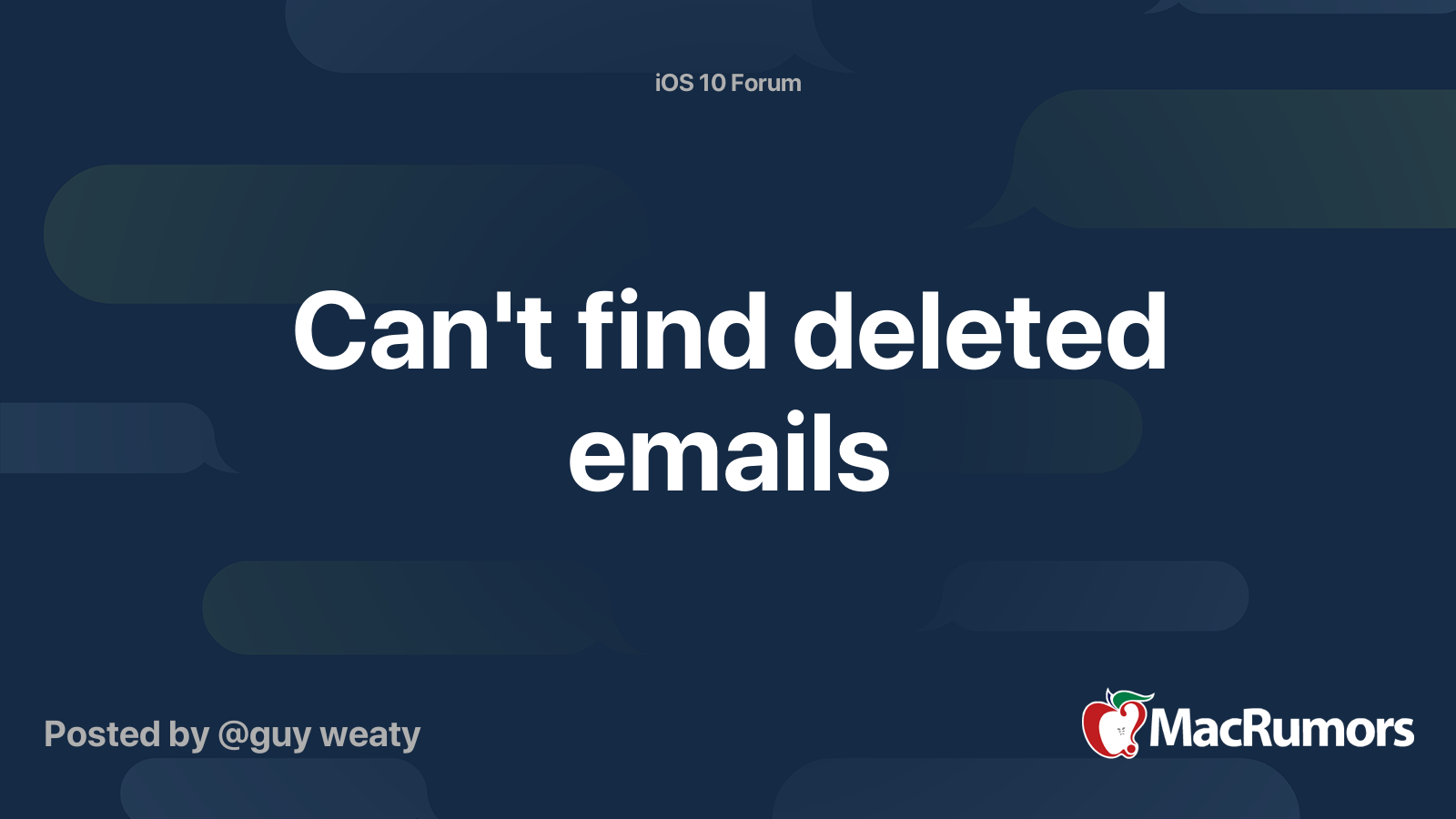 Cant Find Deleted Emails Macrumors Forums