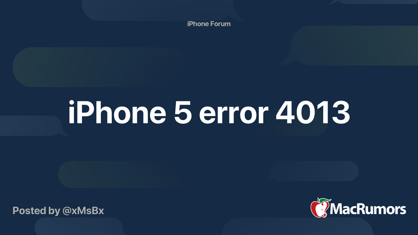 Iphone 5 Error 4013 Macrumors Forums