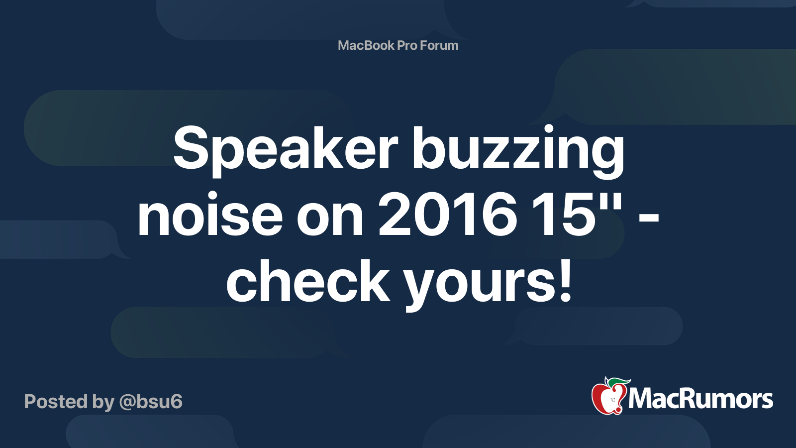Speaker buzzing noise on 2016 15" check yours! MacRumors Forums