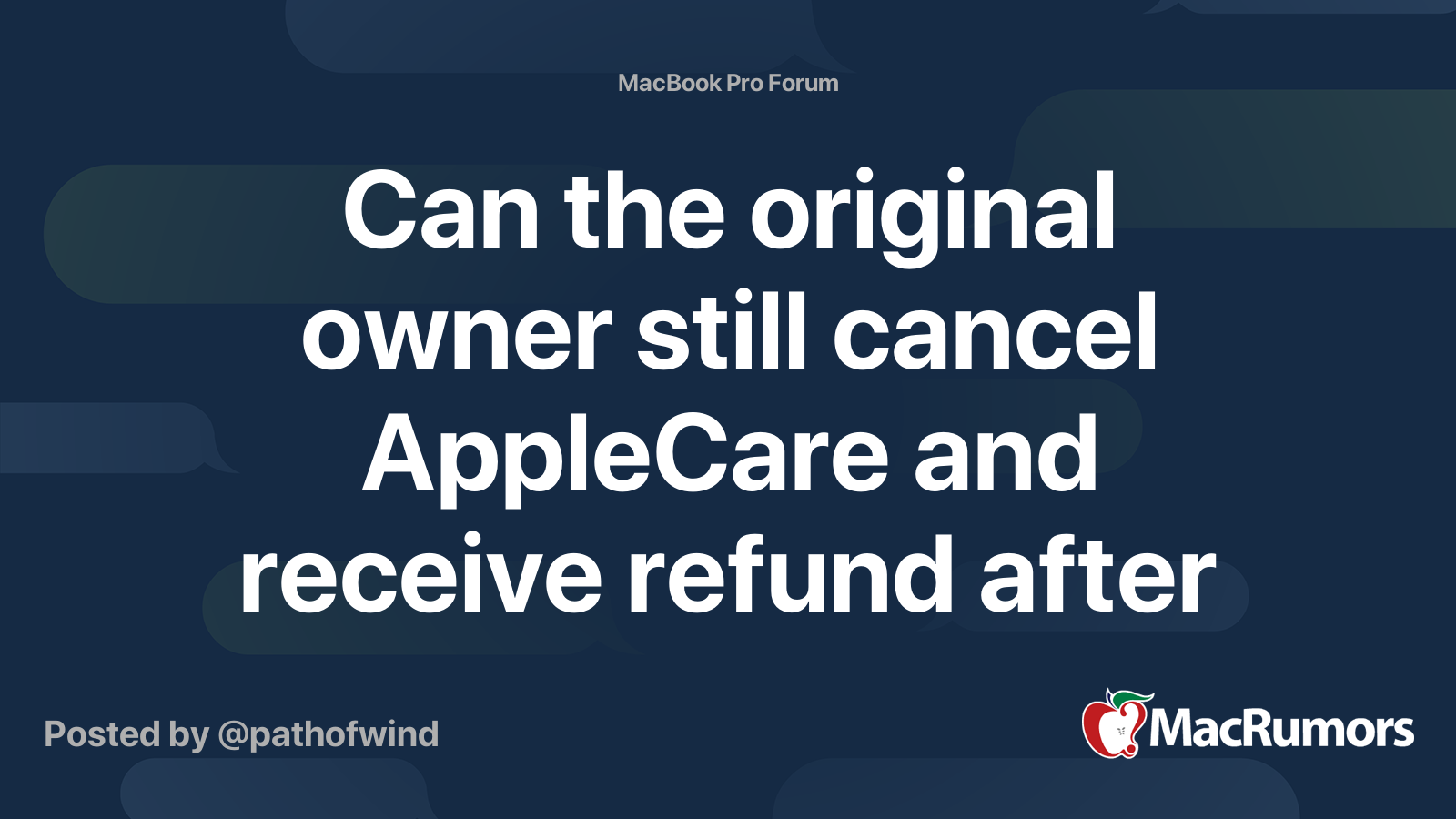 Can the original owner still cancel AppleCare and receive refund after