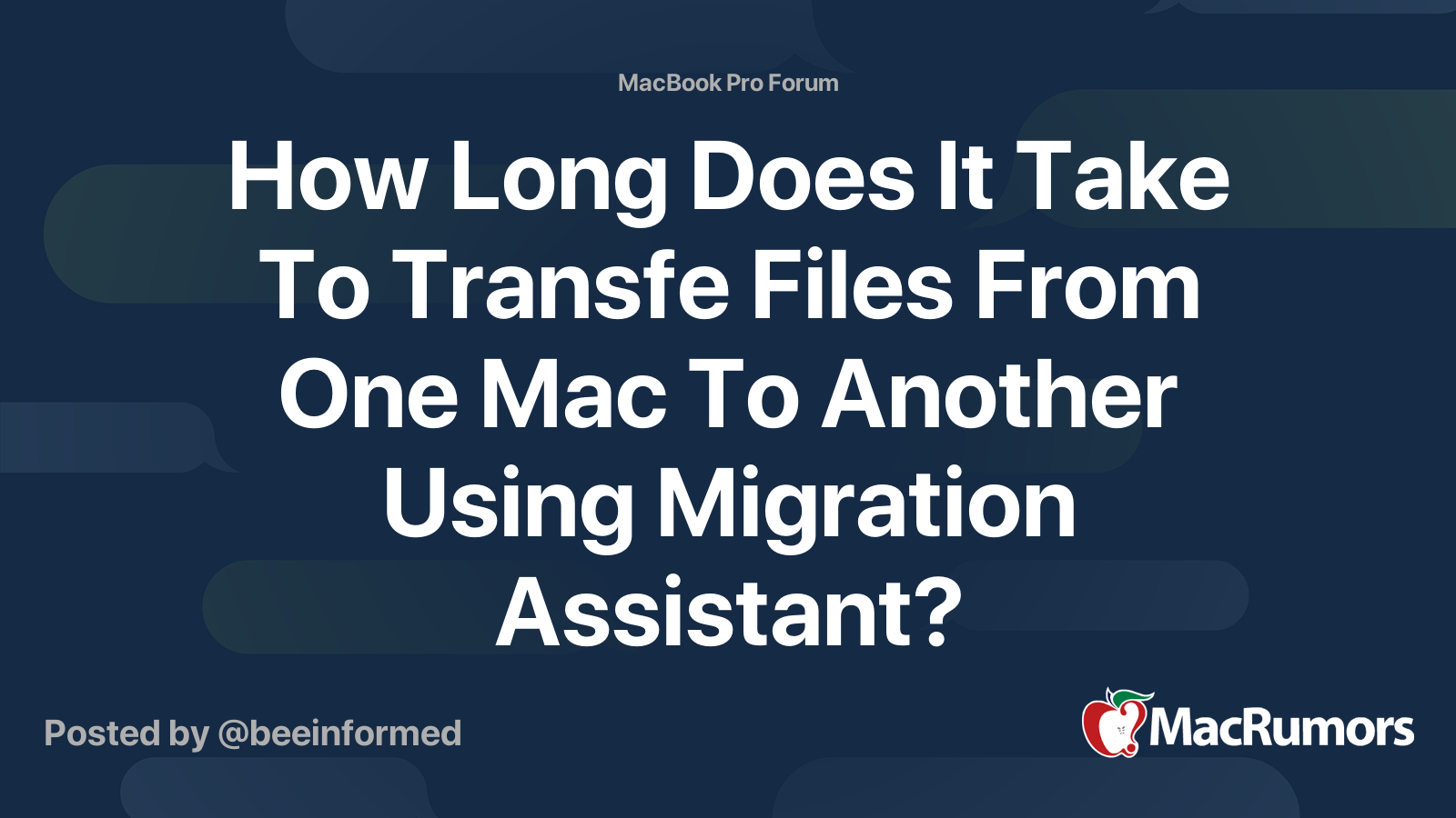 How Long Does It Take To Transfe Files From One Mac To Another Using ...