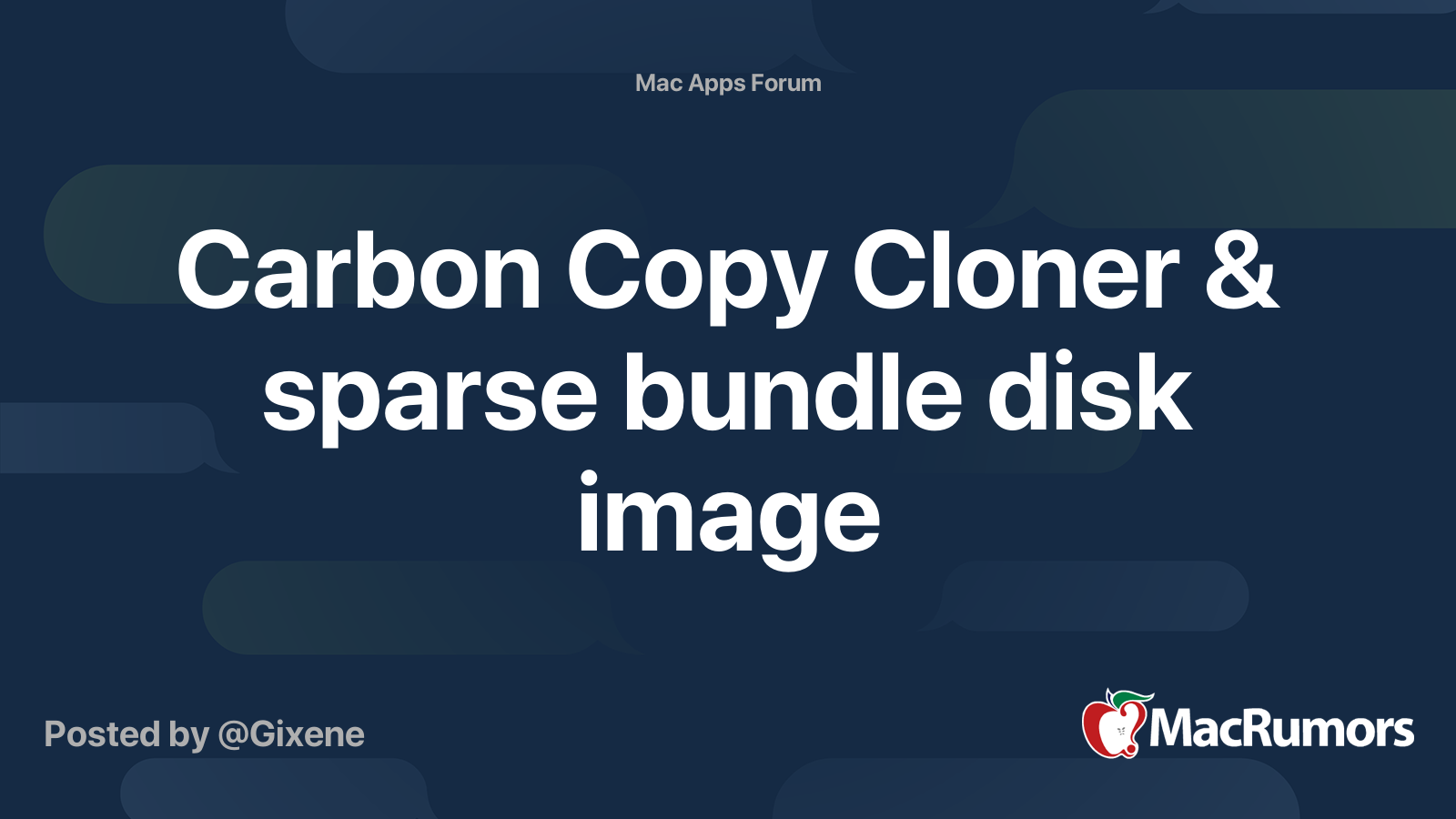 Carbon Copy Cloner & sparse bundle disk image MacRumors Forums