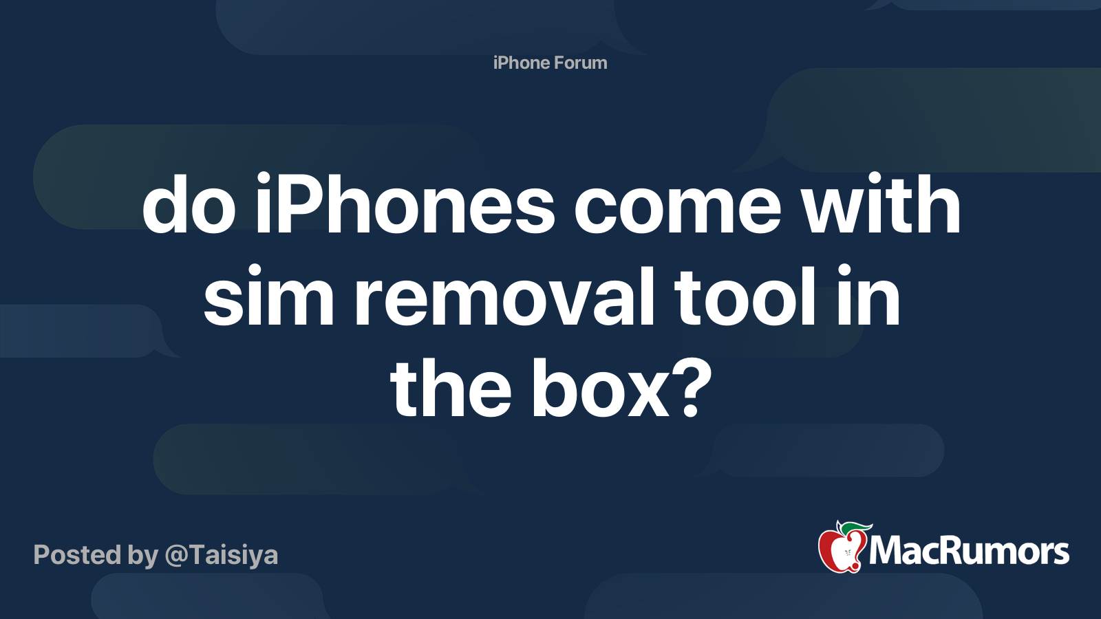 do iPhones come with sim removal tool in the box? | MacRumors Forums