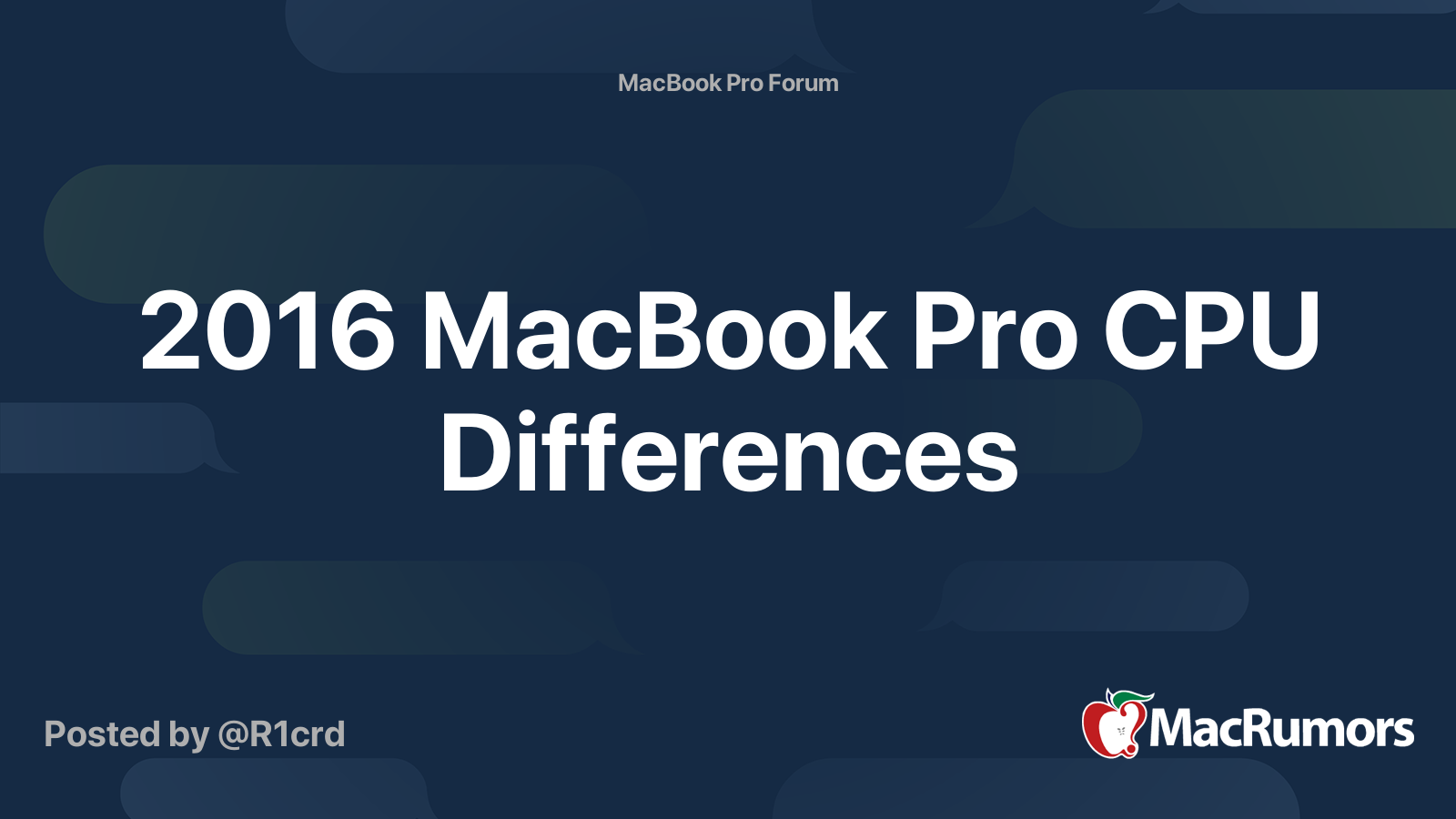 2016 MacBook Pro CPU Differences MacRumors Forums