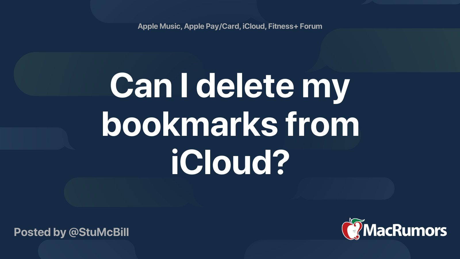 Can I delete my bookmarks from iCloud? MacRumors Forums