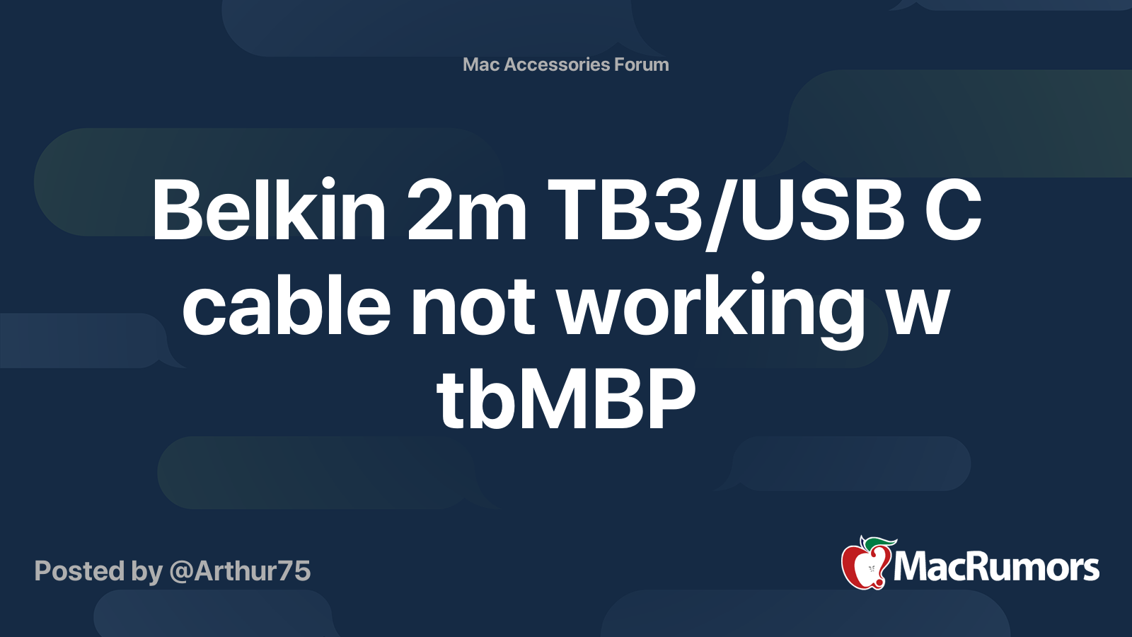 Belkin 2m TB3/USB C cable not working w tbMBP MacRumors Forums