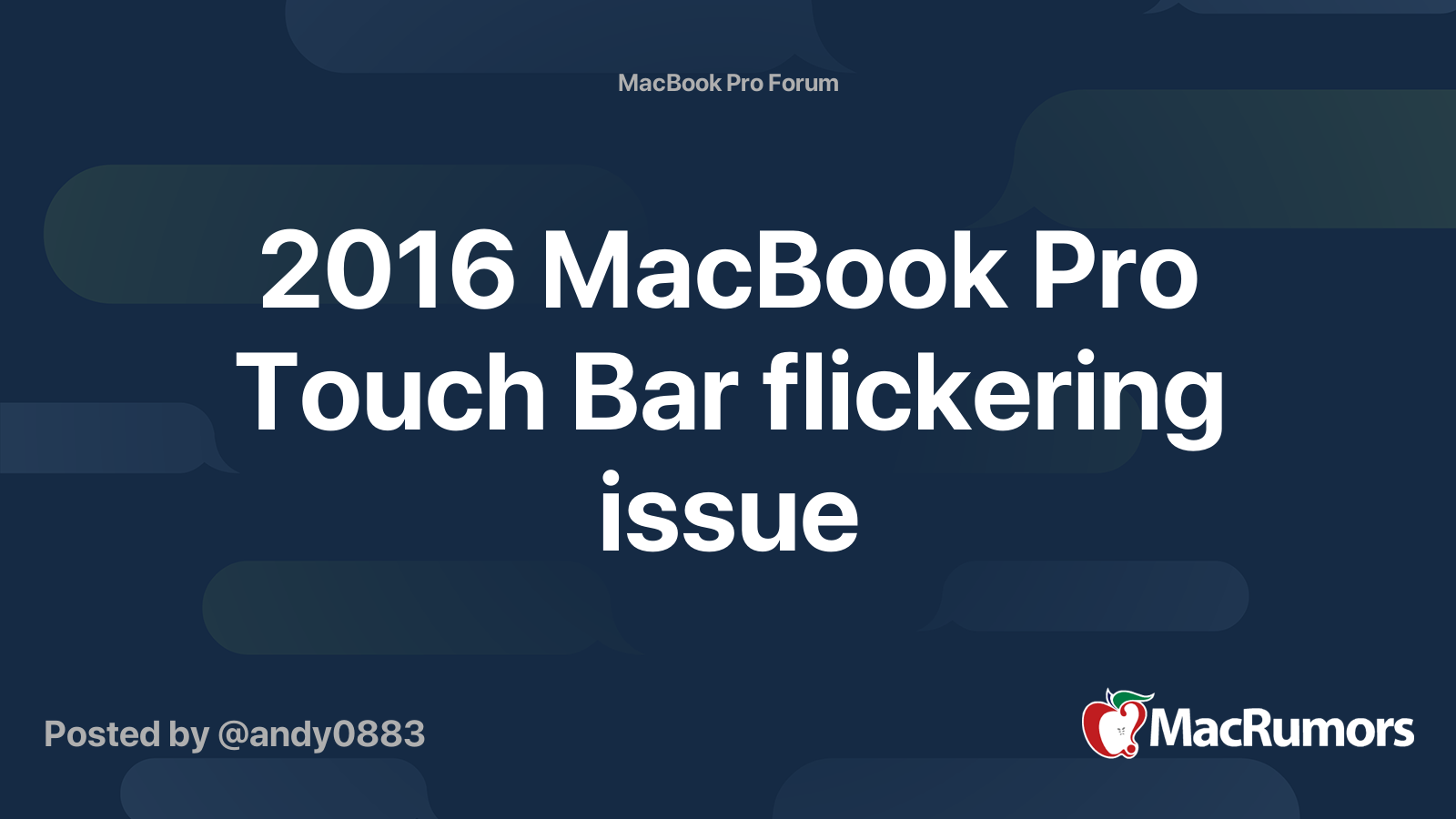 2016 MacBook Pro Touch Bar flickering issue MacRumors Forums
