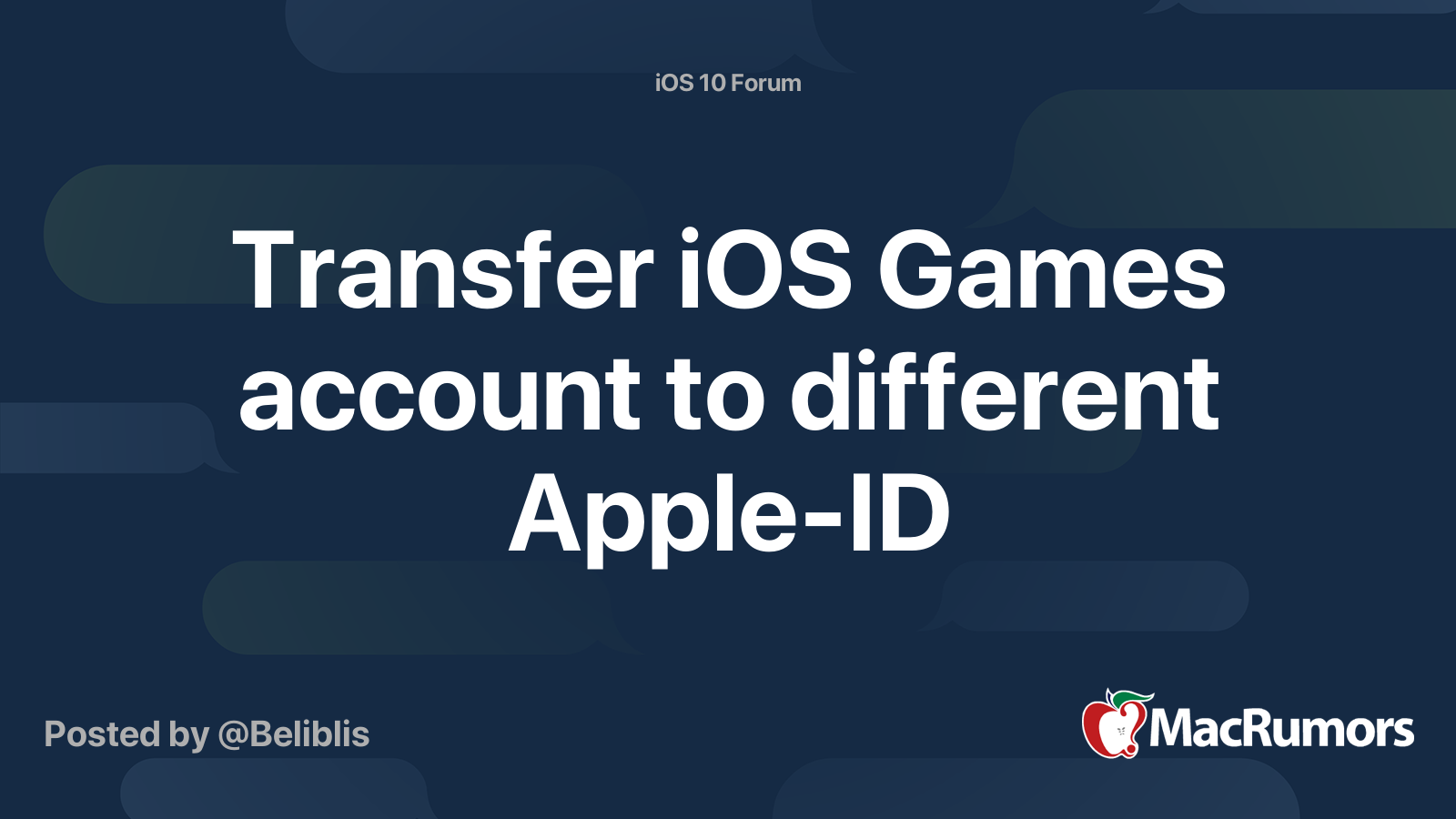 Transfer iOS Games account to different Apple-ID | MacRumors Forums