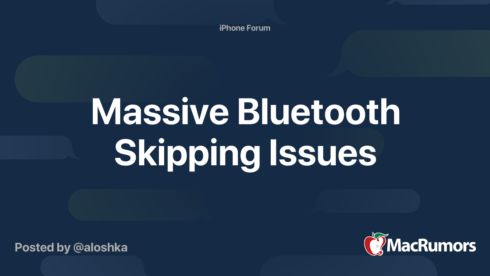 Massive Bluetooth Skipping Issues MacRumors Forums