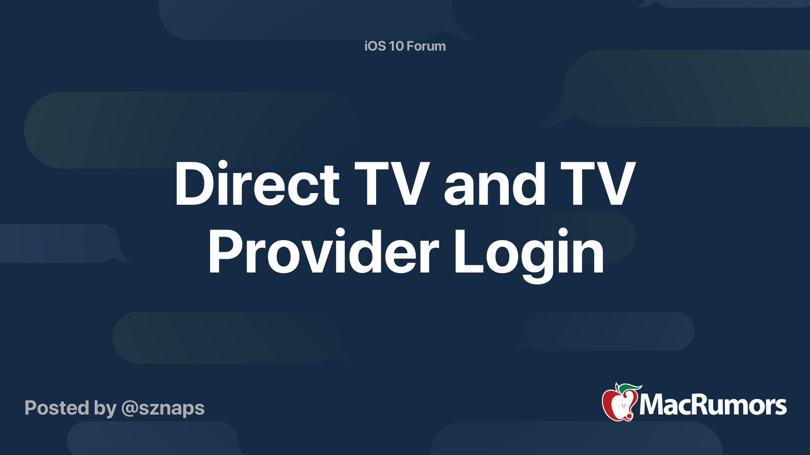 Direct TV and TV Provider Login MacRumors Forums