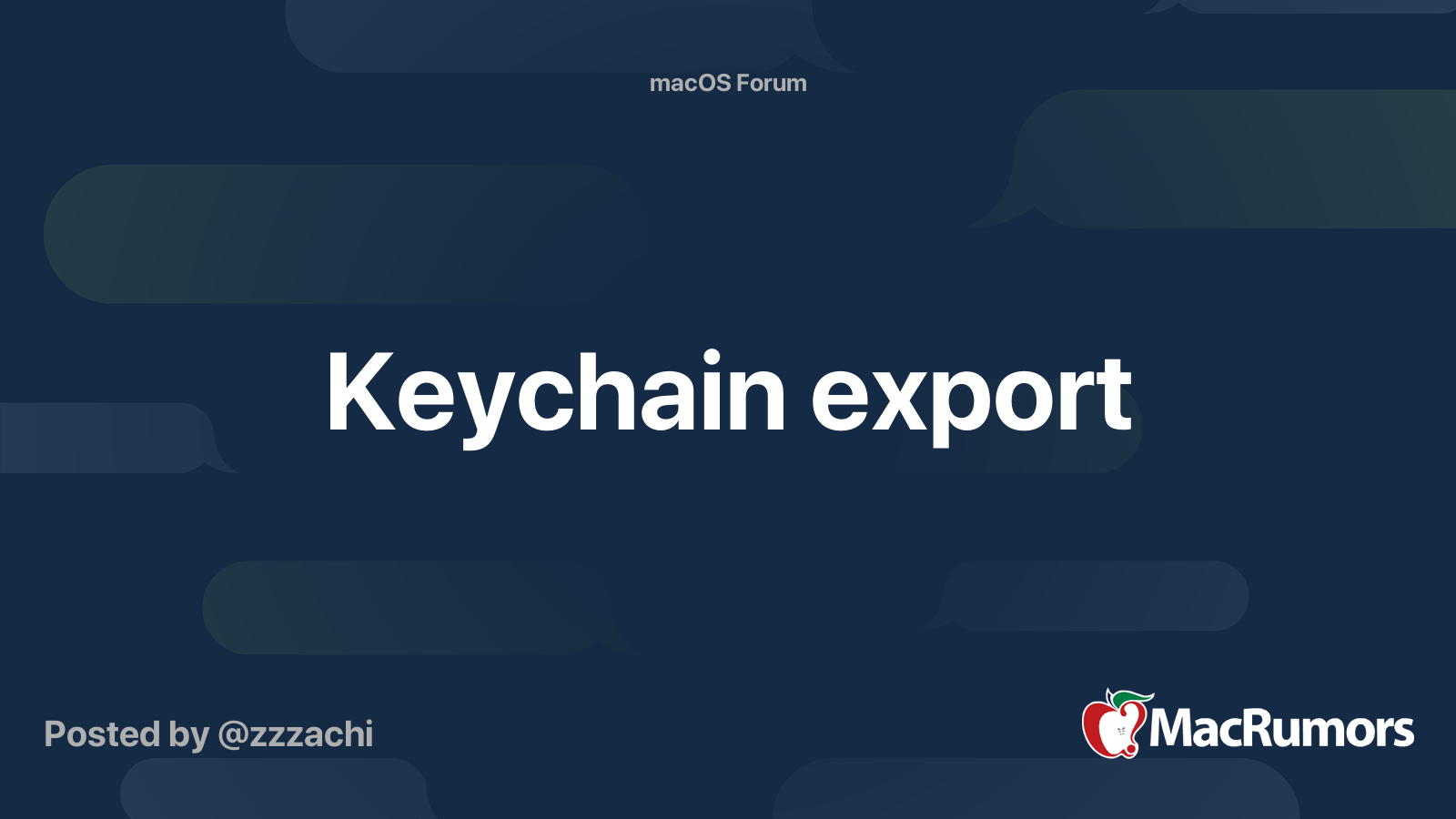 Keychain export MacRumors Forums