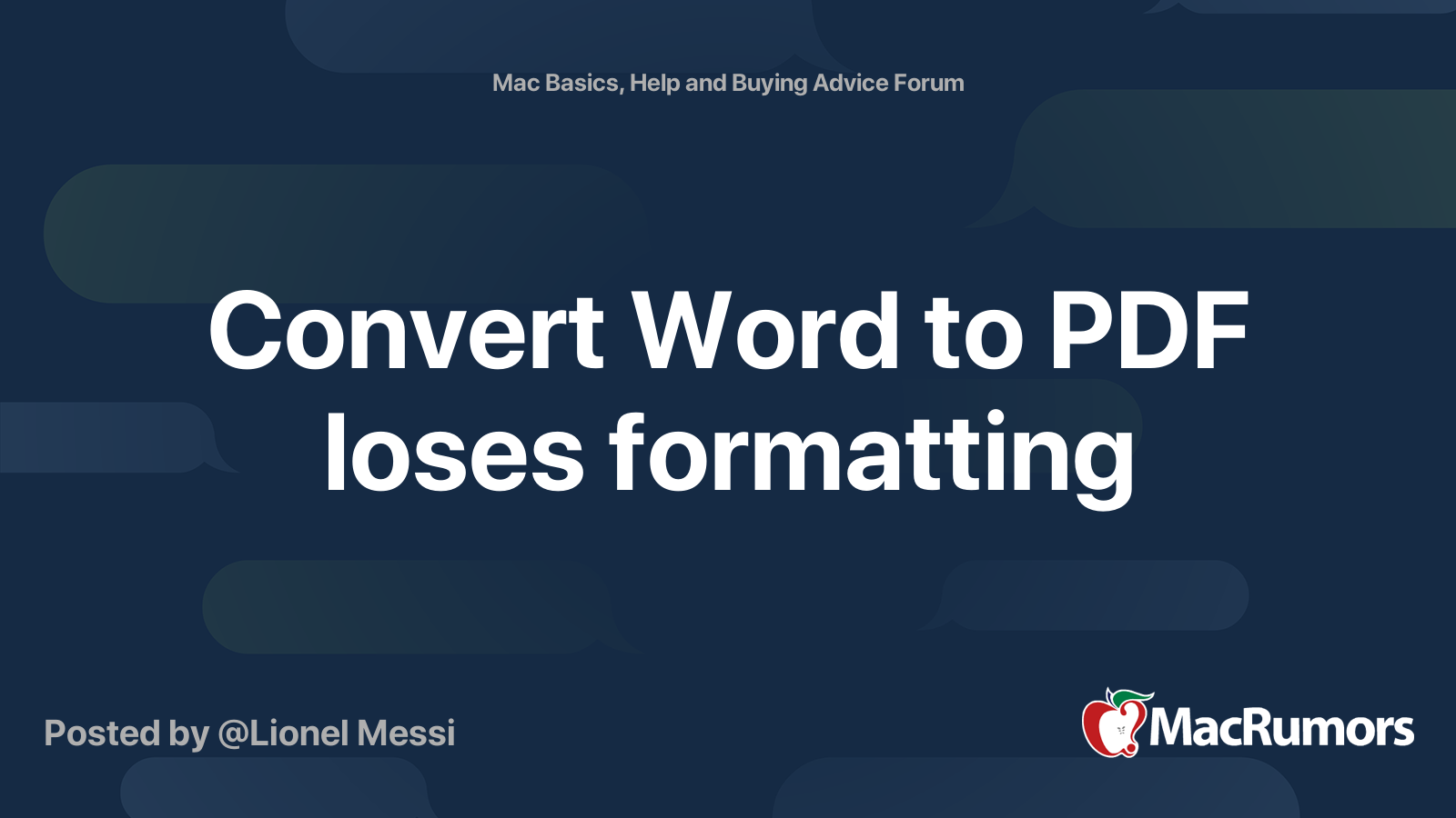 Convert Word To PDF Loses Formatting MacRumors Forums