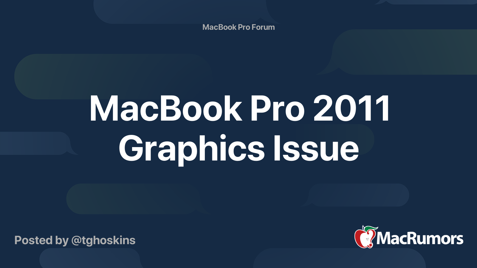 MacBook Pro 2011 Graphics Issue | MacRumors Forums