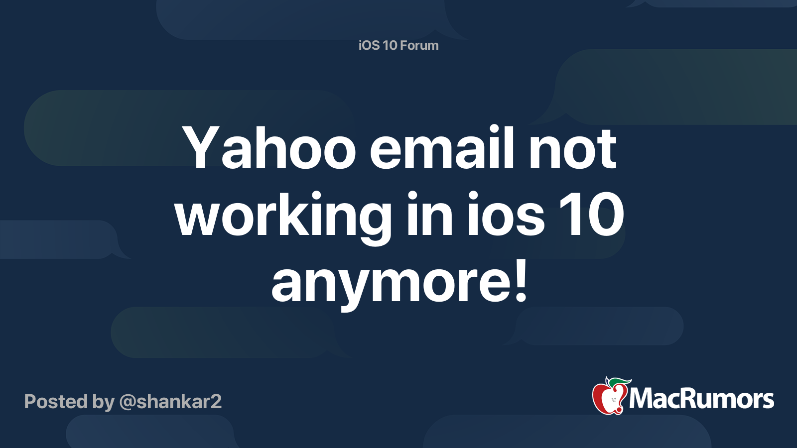 Yahoo email not working in ios 10 anymore! MacRumors Forums