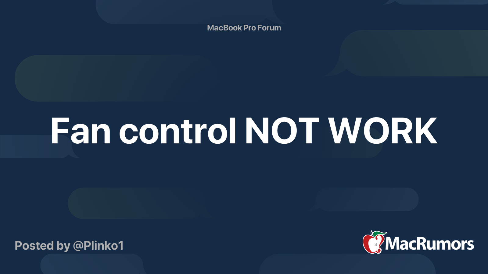 Fan control NOT WORK MacRumors Forums