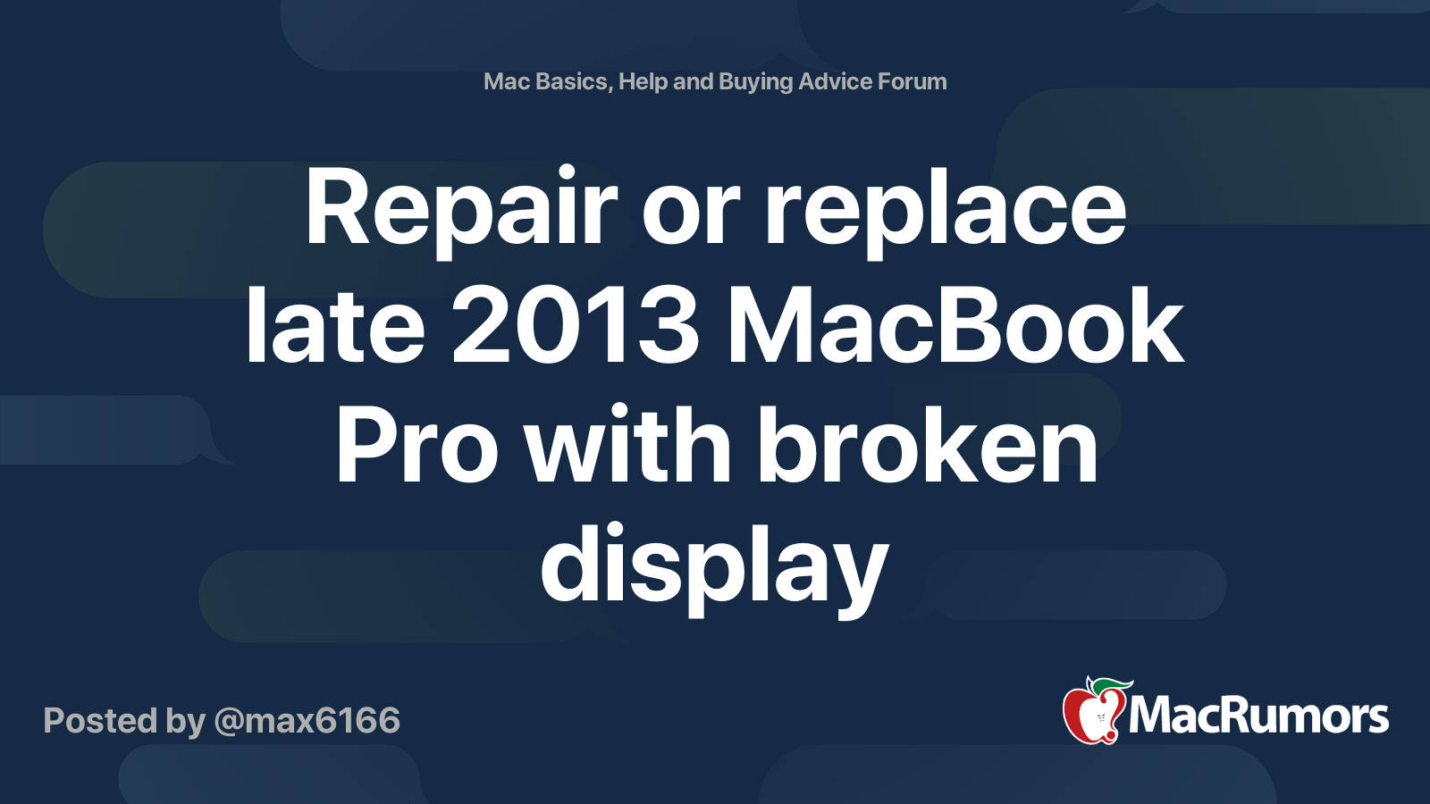 Repair or replace late 2013 MacBook Pro with broken display | MacRumors ...