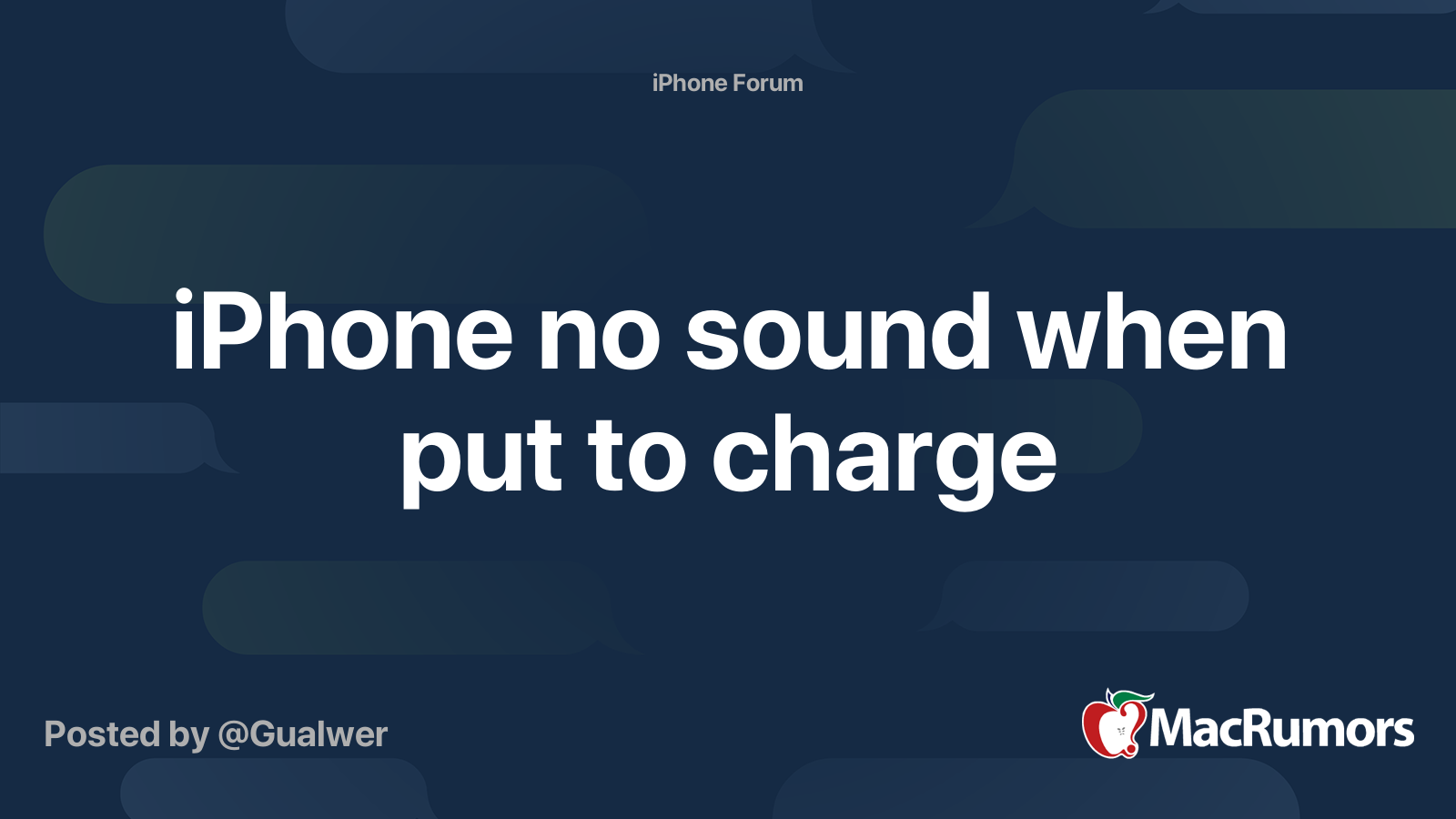 IPhone No Sound When Put To Charge MacRumors Forums