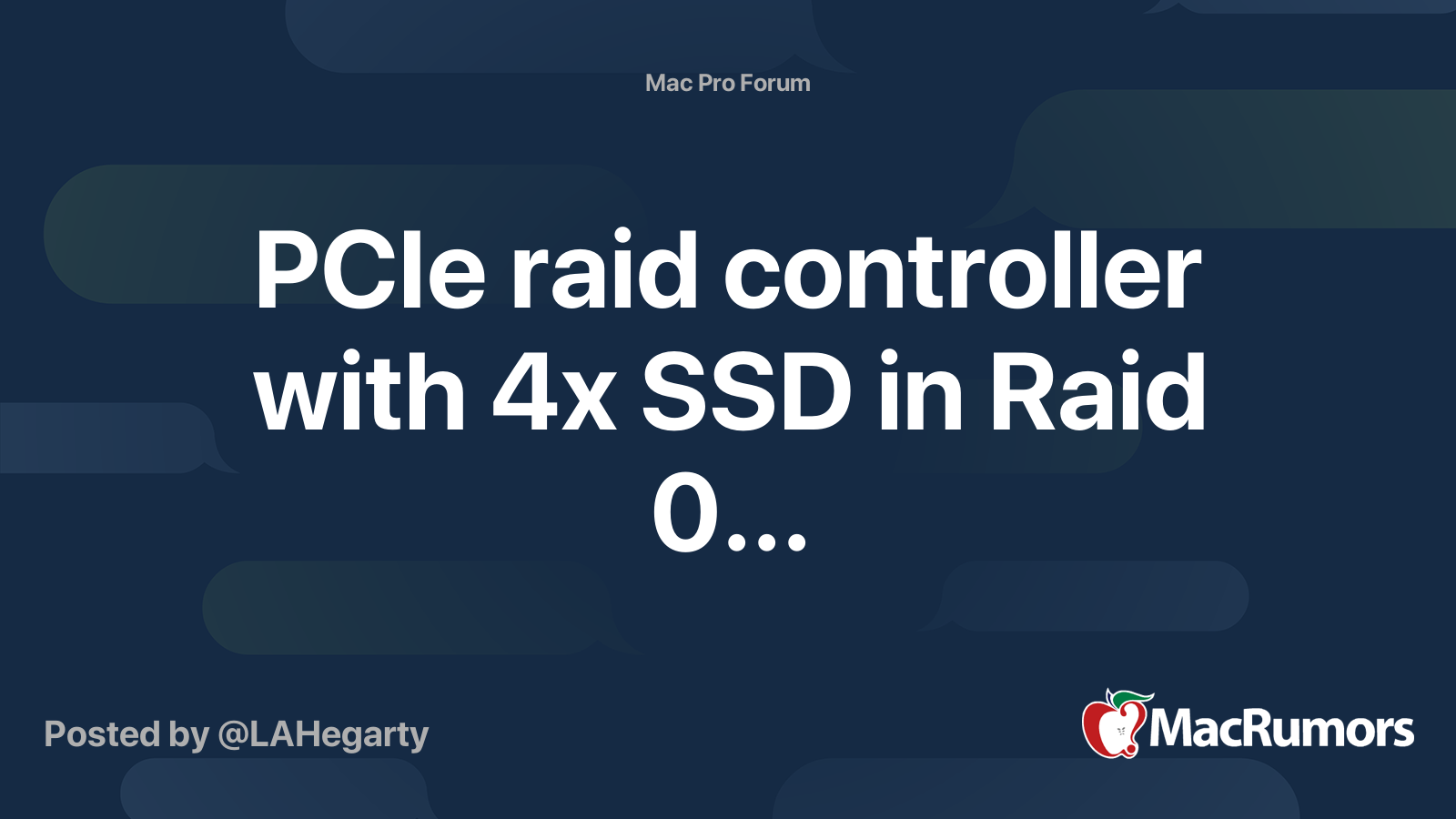 PCIe raid controller with 4x SSD in Raid 0... MacRumors Forums