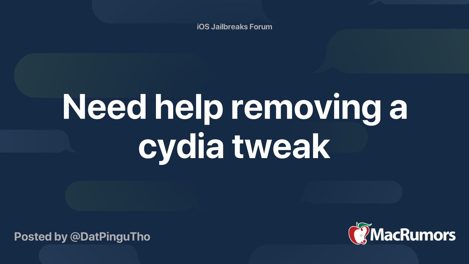 Need help removing a cydia tweak | MacRumors Forums