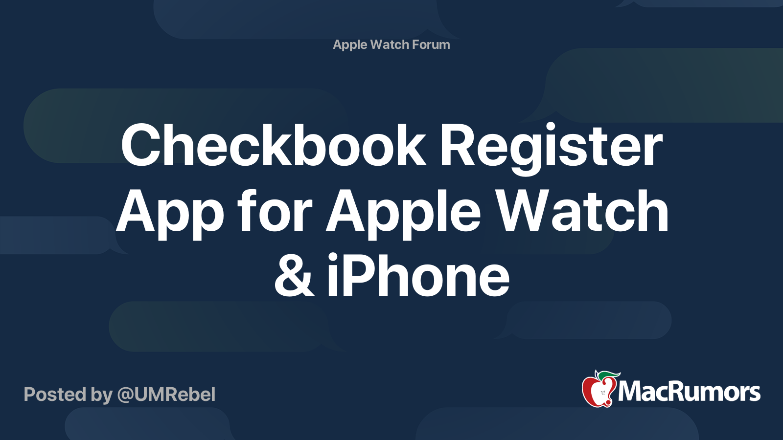 Checkbook Register App for Apple Watch & iPhone MacRumors Forums