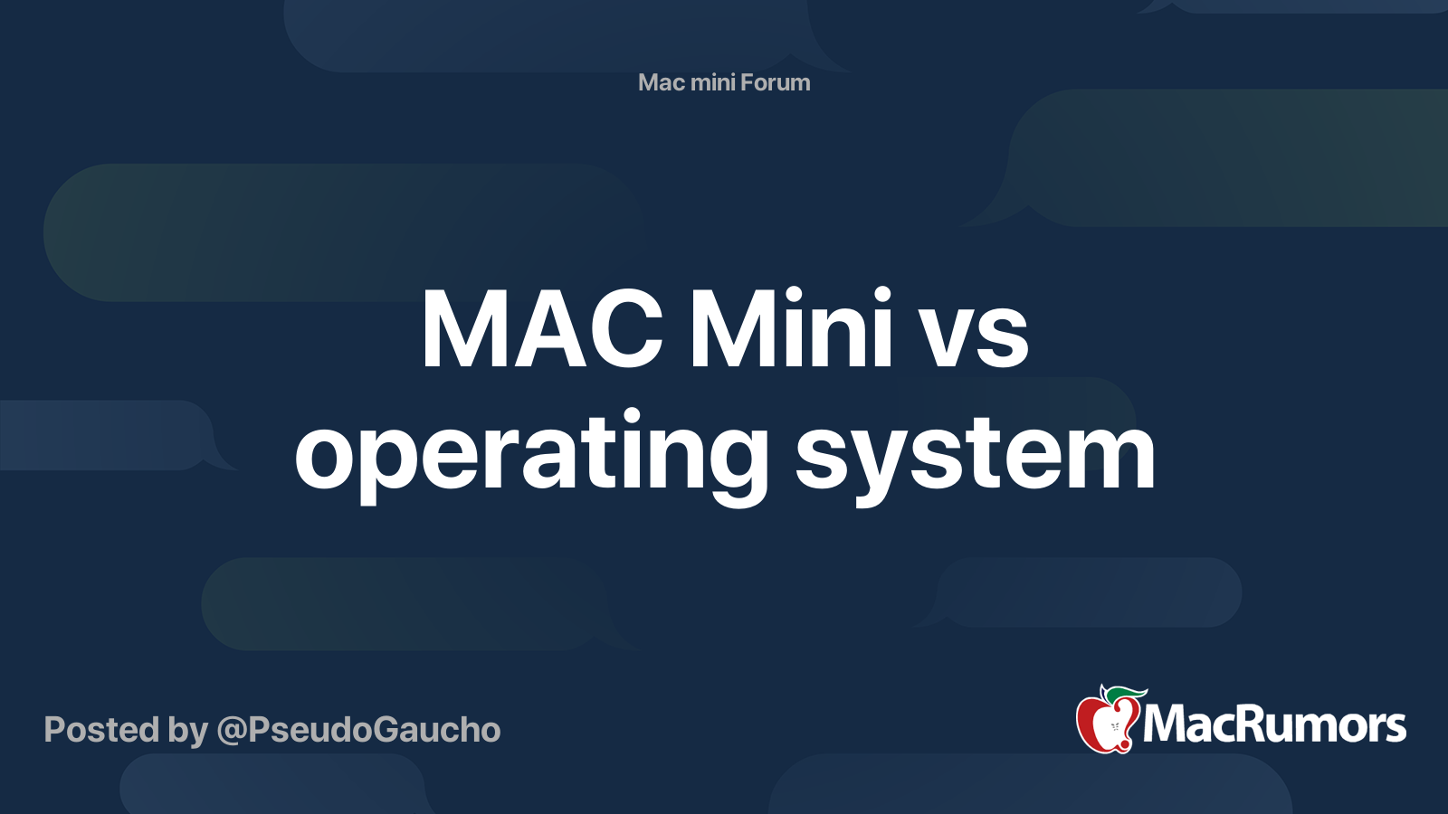 MAC Mini vs operating system | MacRumors Forums