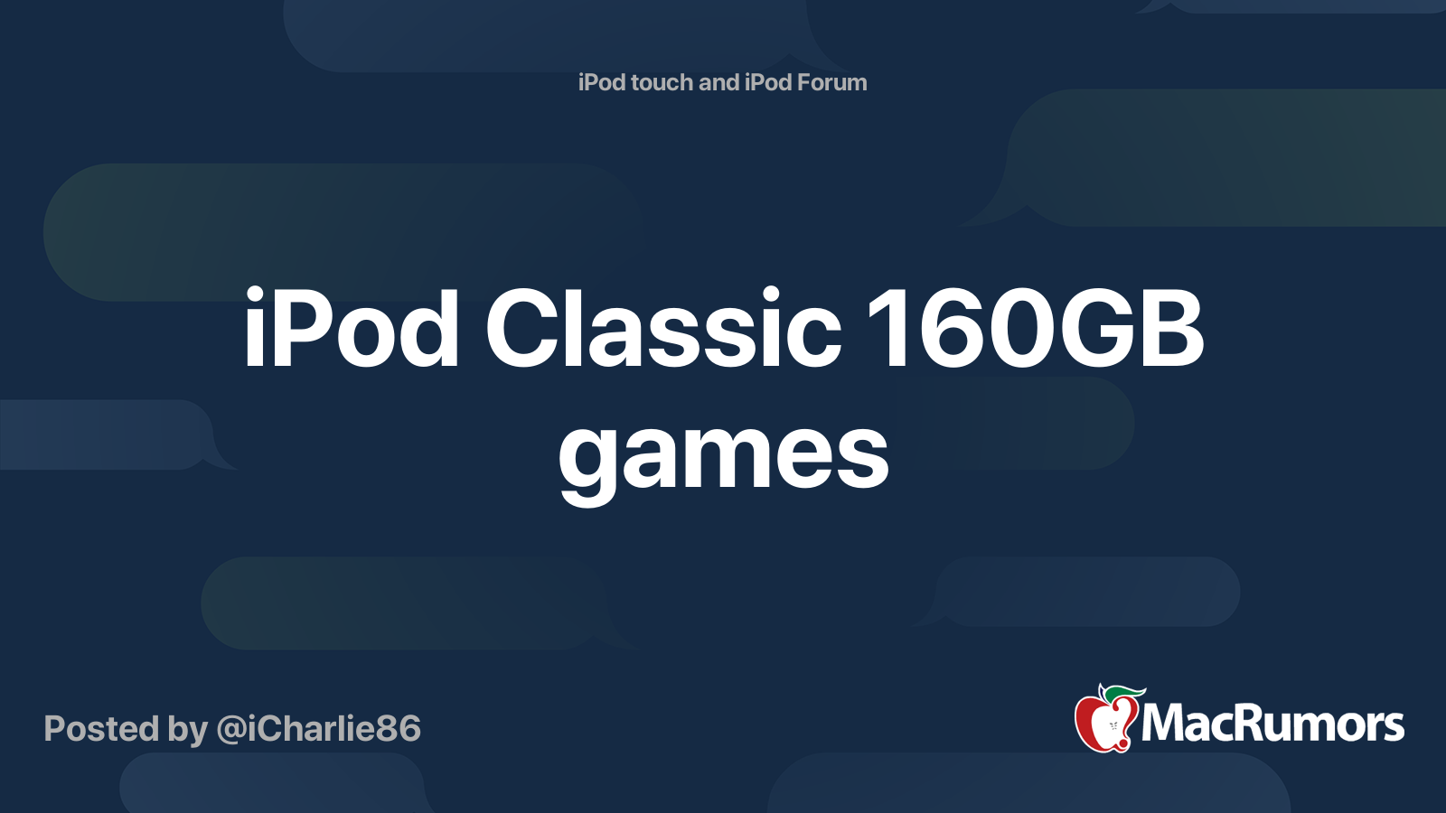 iPod Classic 160GB games | MacRumors Forums