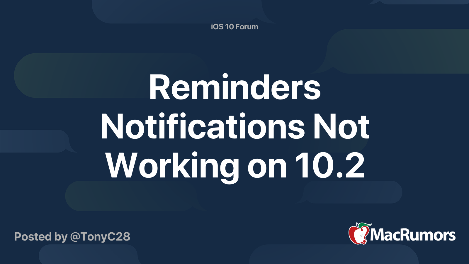 Reminders Notifications Not Working on 10.2 MacRumors Forums