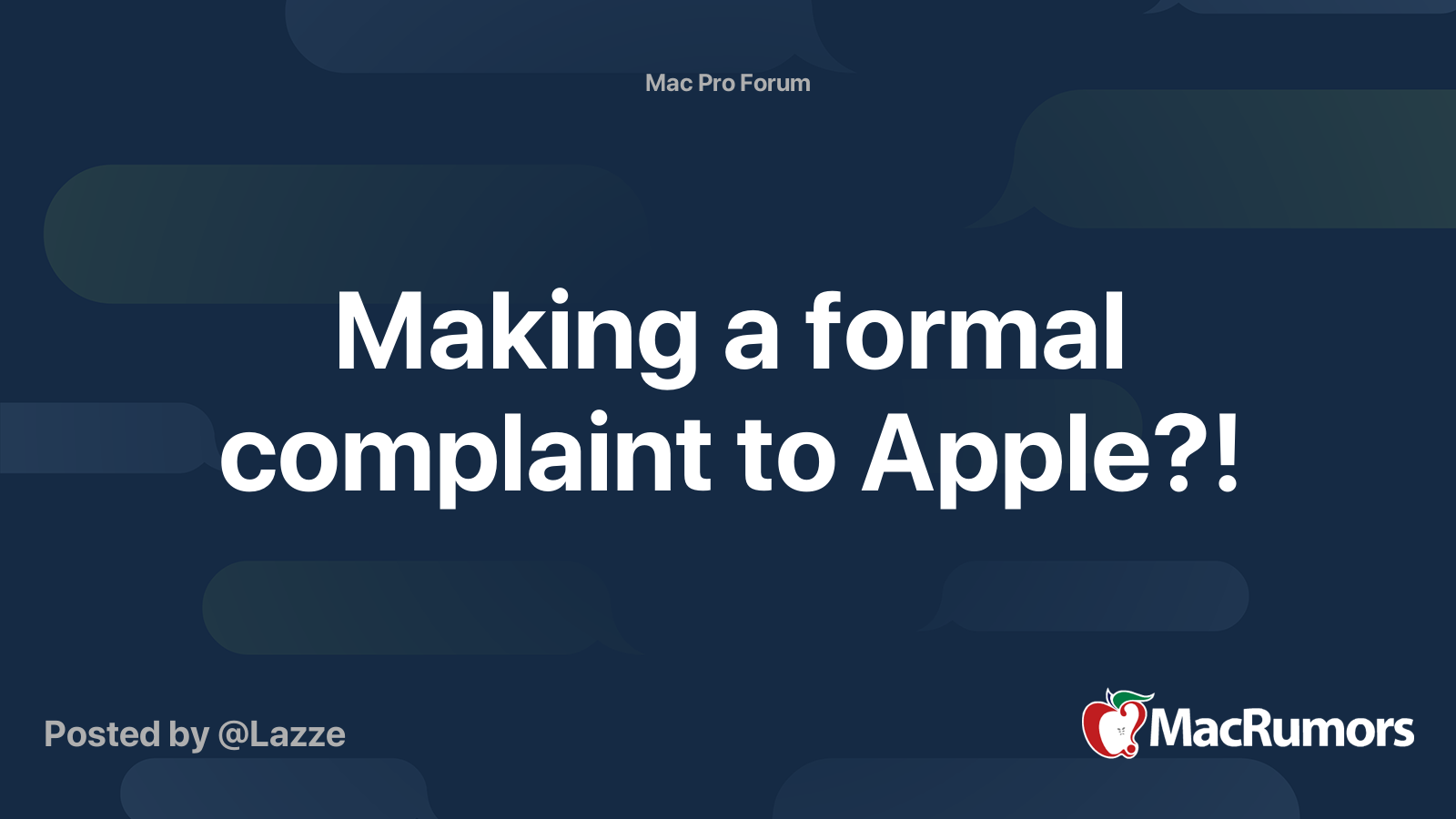 Making a formal complaint to Apple?! MacRumors Forums