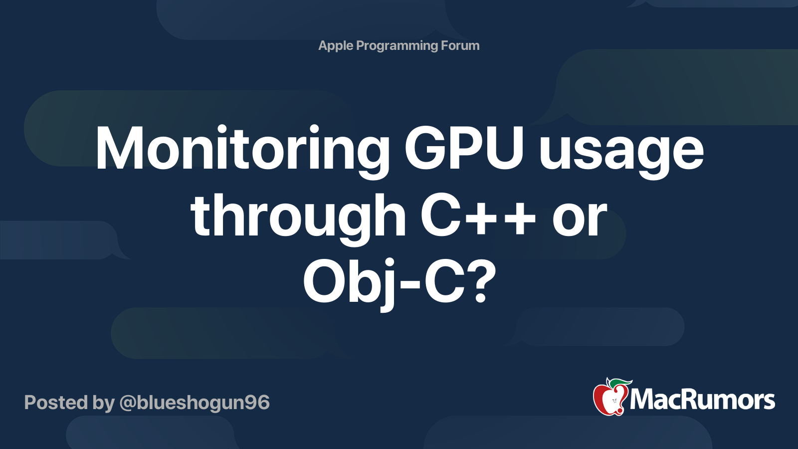 Monitoring gpu usage through c or obj c macrumors forums