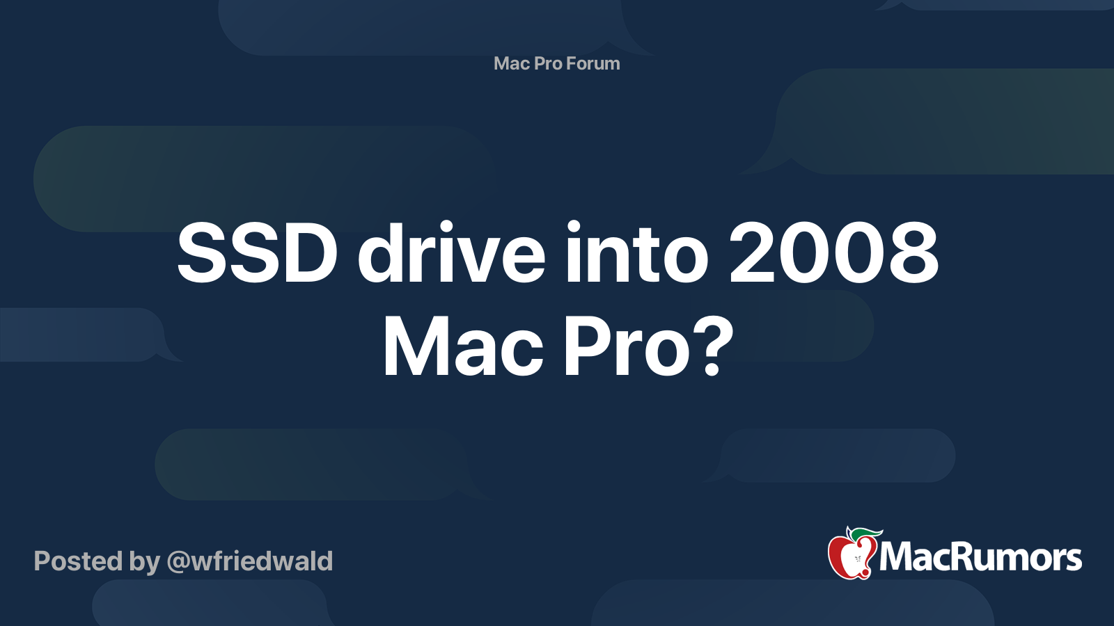 SSD drive into 2008 Mac Pro? | MacRumors Forums
