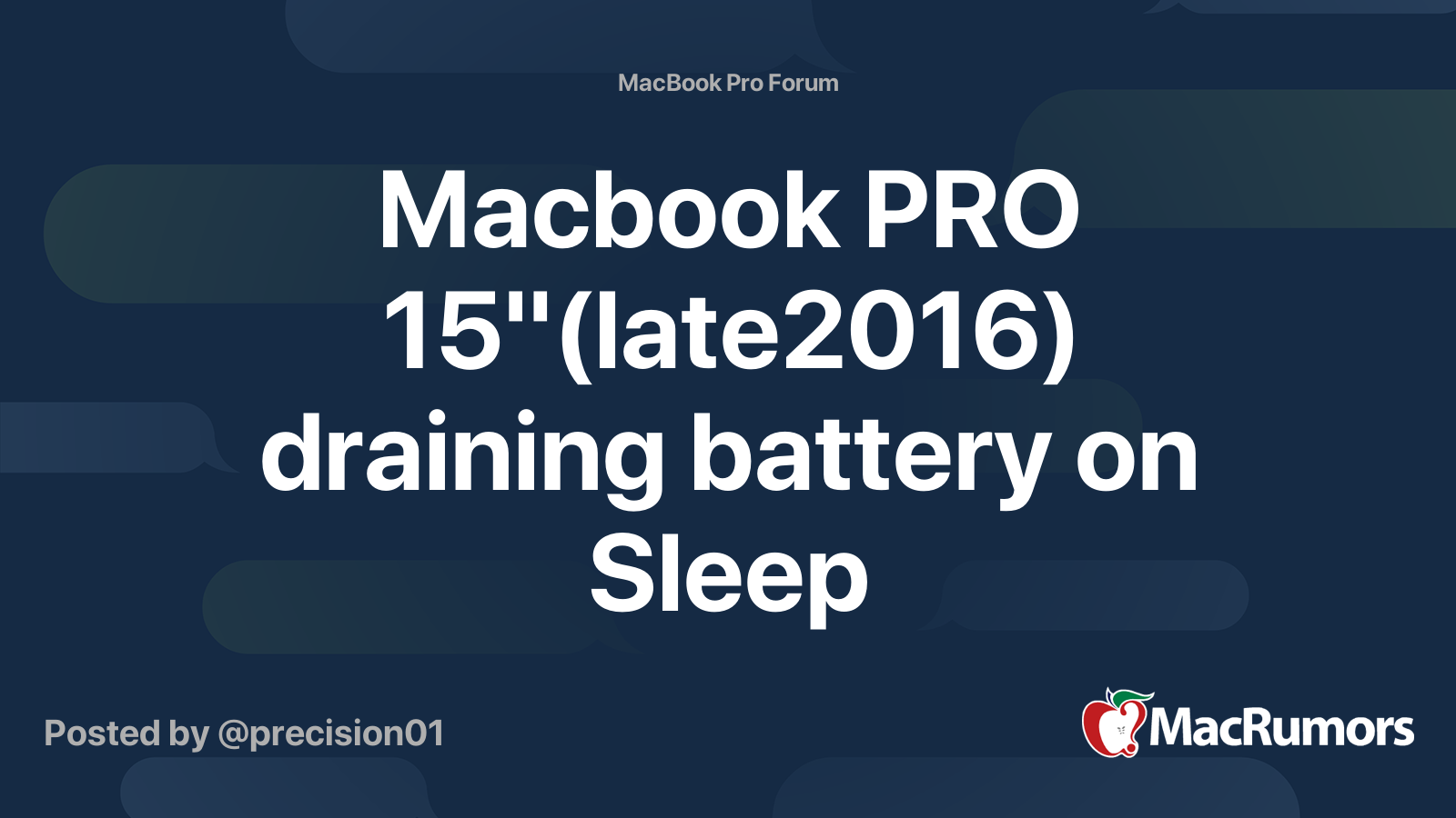 Macbook PRO 15"(late2016) draining battery on Sleep | MacRumors Forums