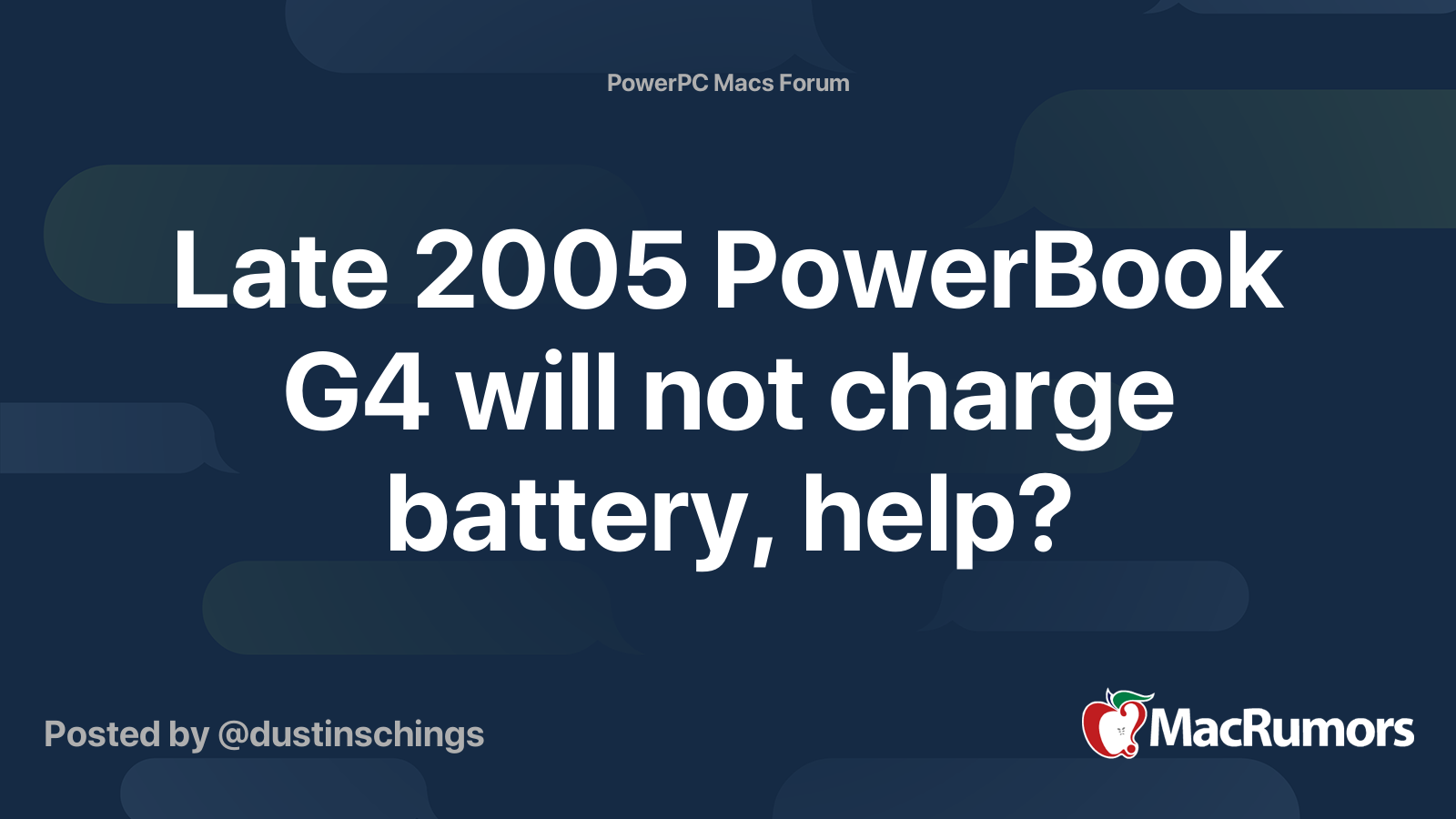 Late 05 Powerbook G4 Will Not Charge Battery Help Macrumors Forums